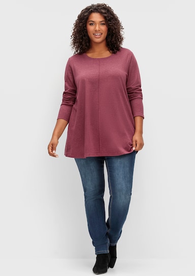 sheego Langarmshirt - brombeer-meliert
