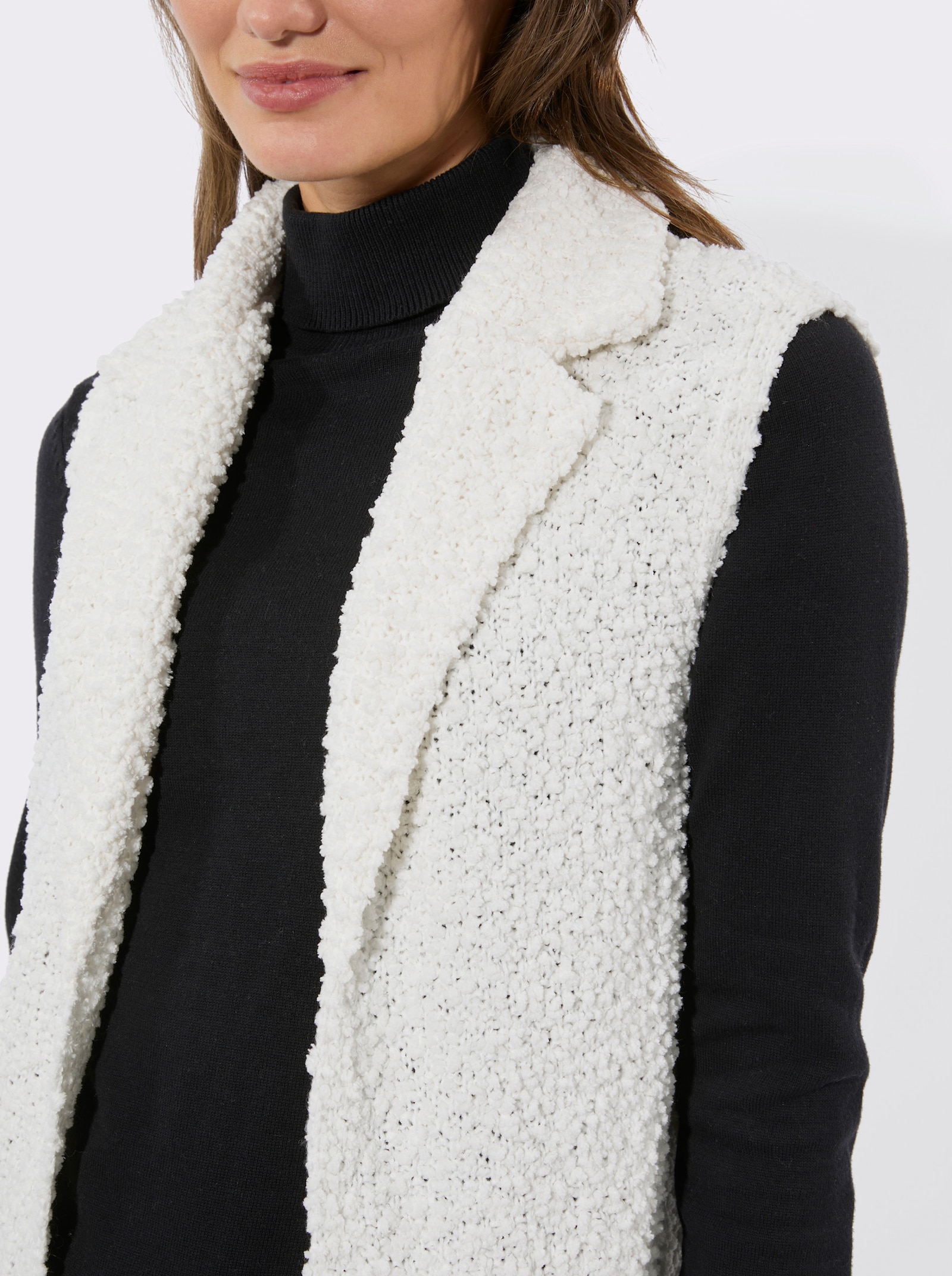 Longweste in Bouclé-Qualität - ecru