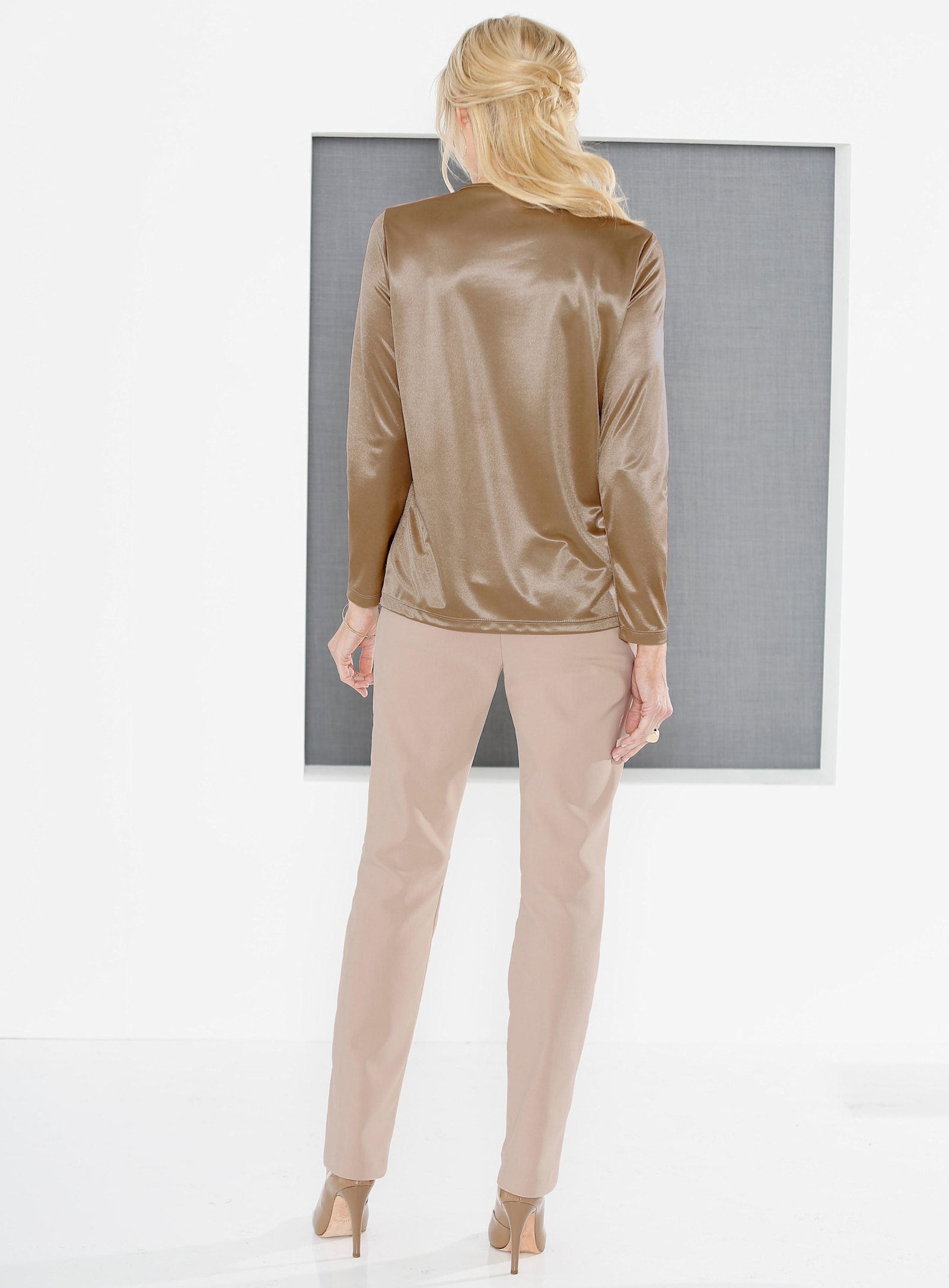 Stretchbroek met comfortband aan de binnenzijde - beige