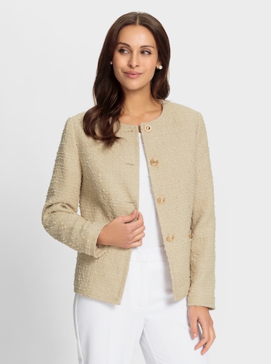 Bouclé-Blazer mit goldfarbenen Details - sand