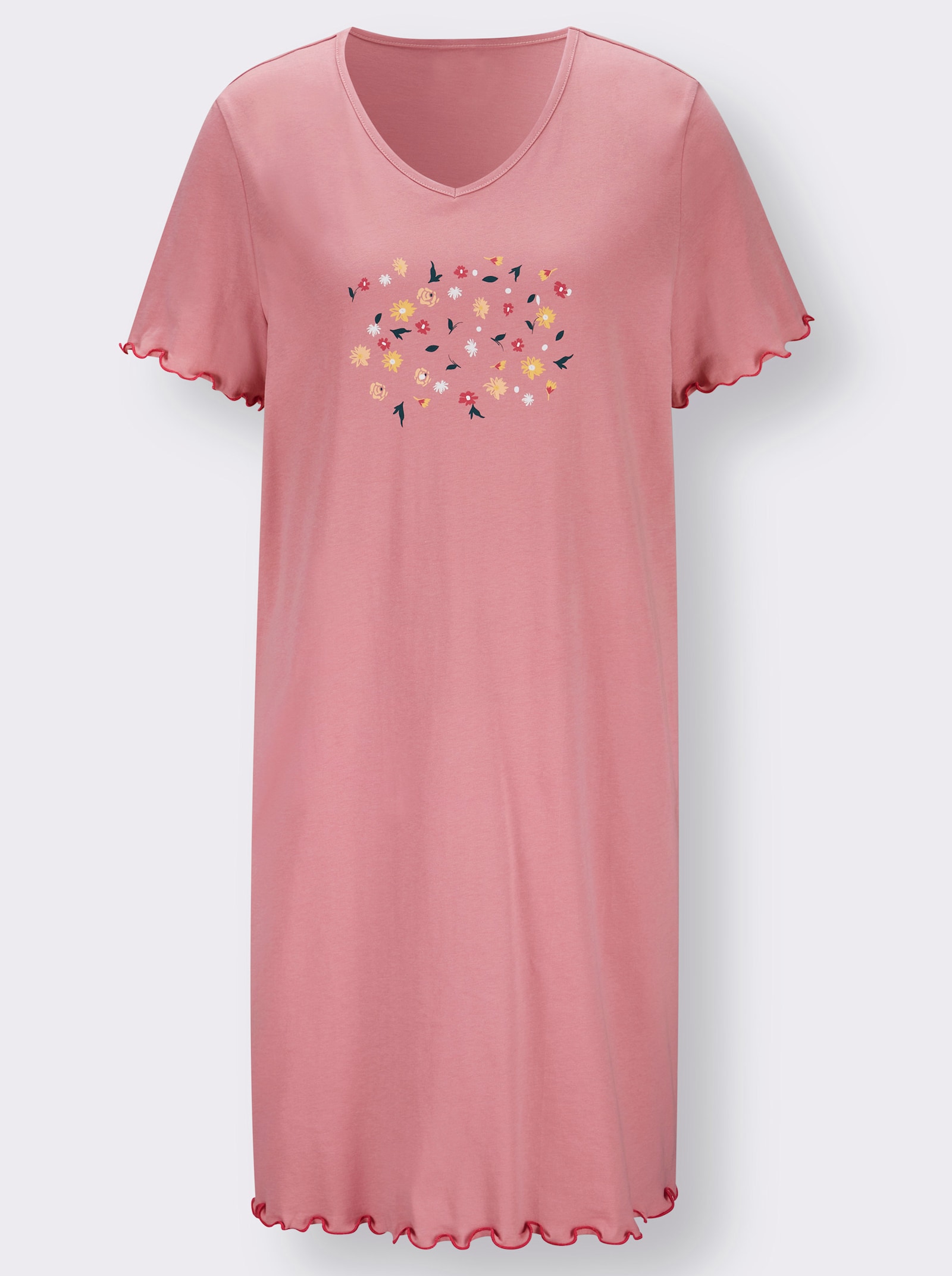 wäschepur T-shirt de nuit avec motif floral - vieux rose + rose clair imprimé