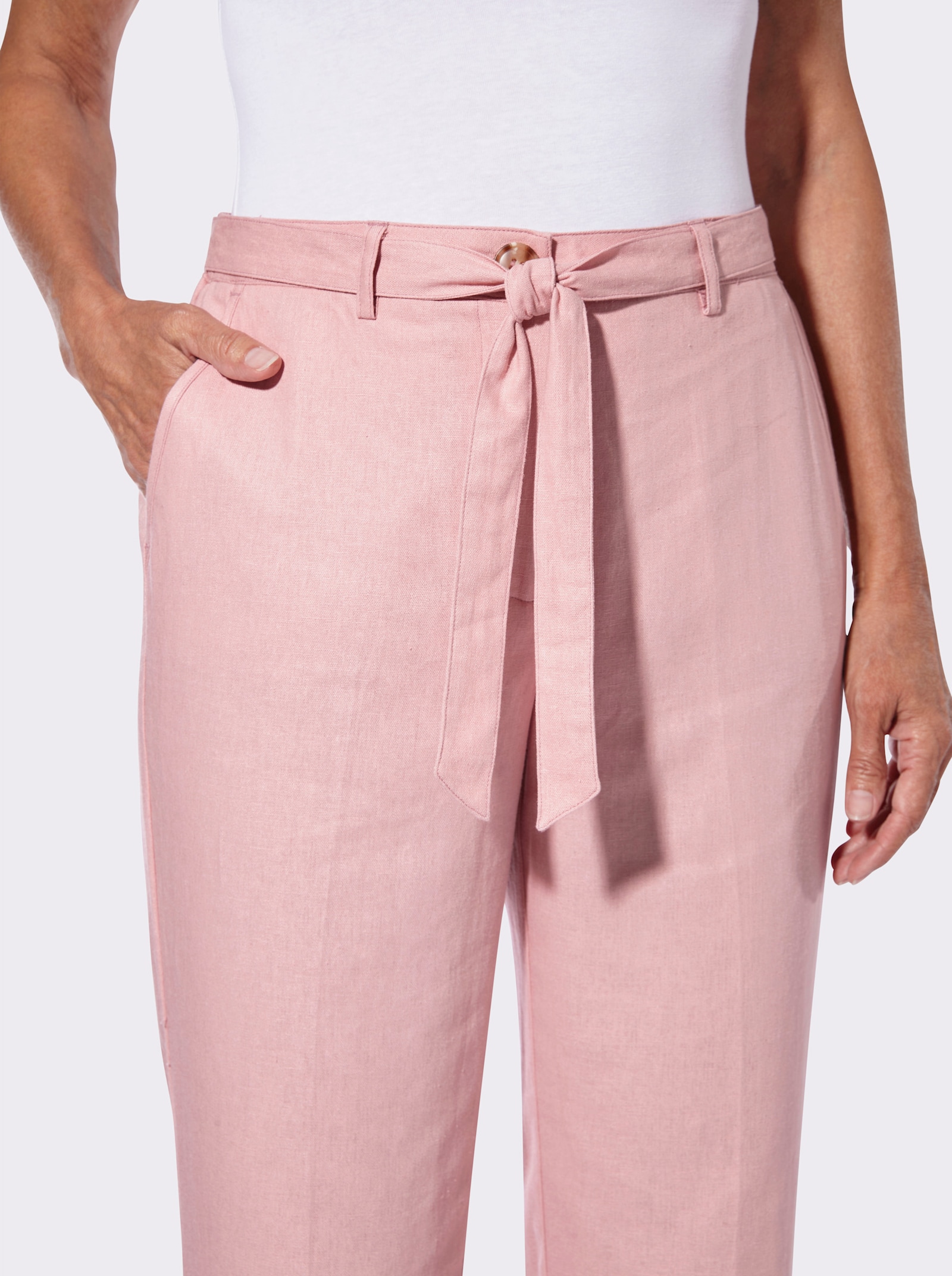 Hose mit abnehmbarem Bindegürtel - rosenquarz