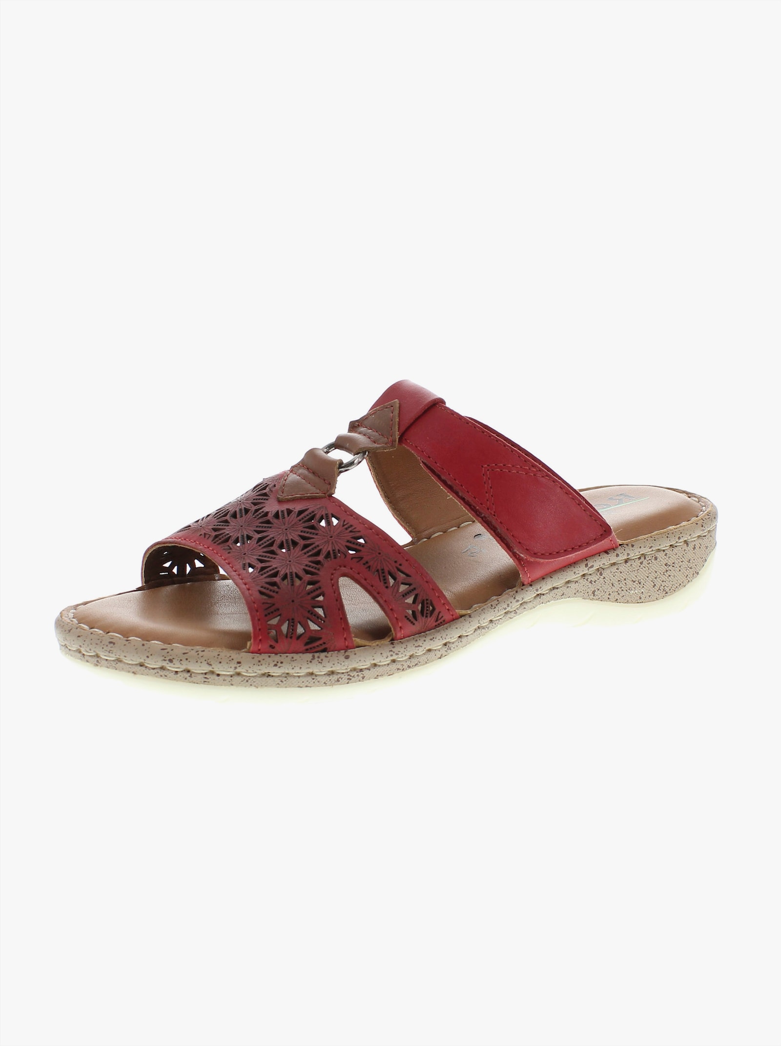 Reflexan Pantolette mit sommerlicher Perforation - kirsche