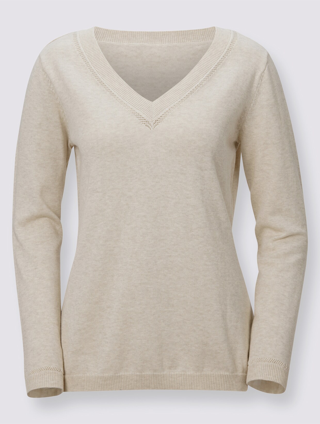 Langarm-Pullover - beige-meliert