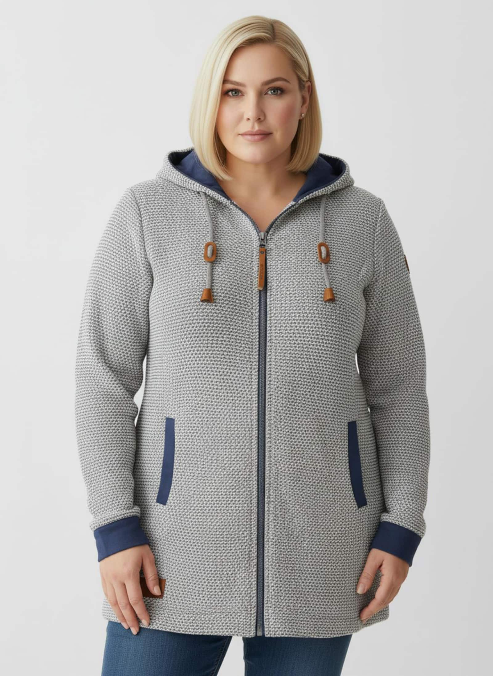 Sweatjacke mit Kapuze - steingrau-rauchblau