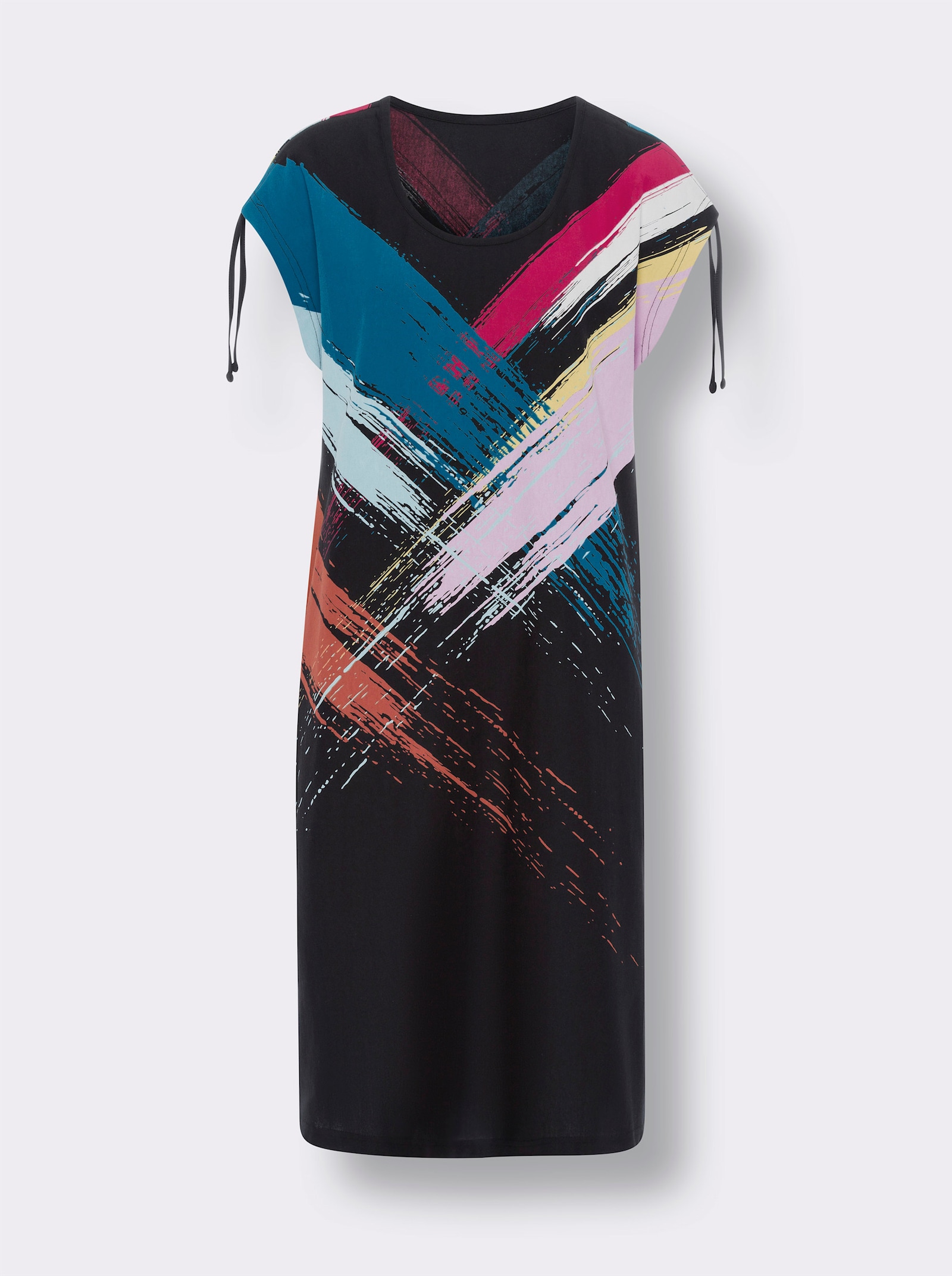 Sommerkleid mit platziertem Druck - schwarz