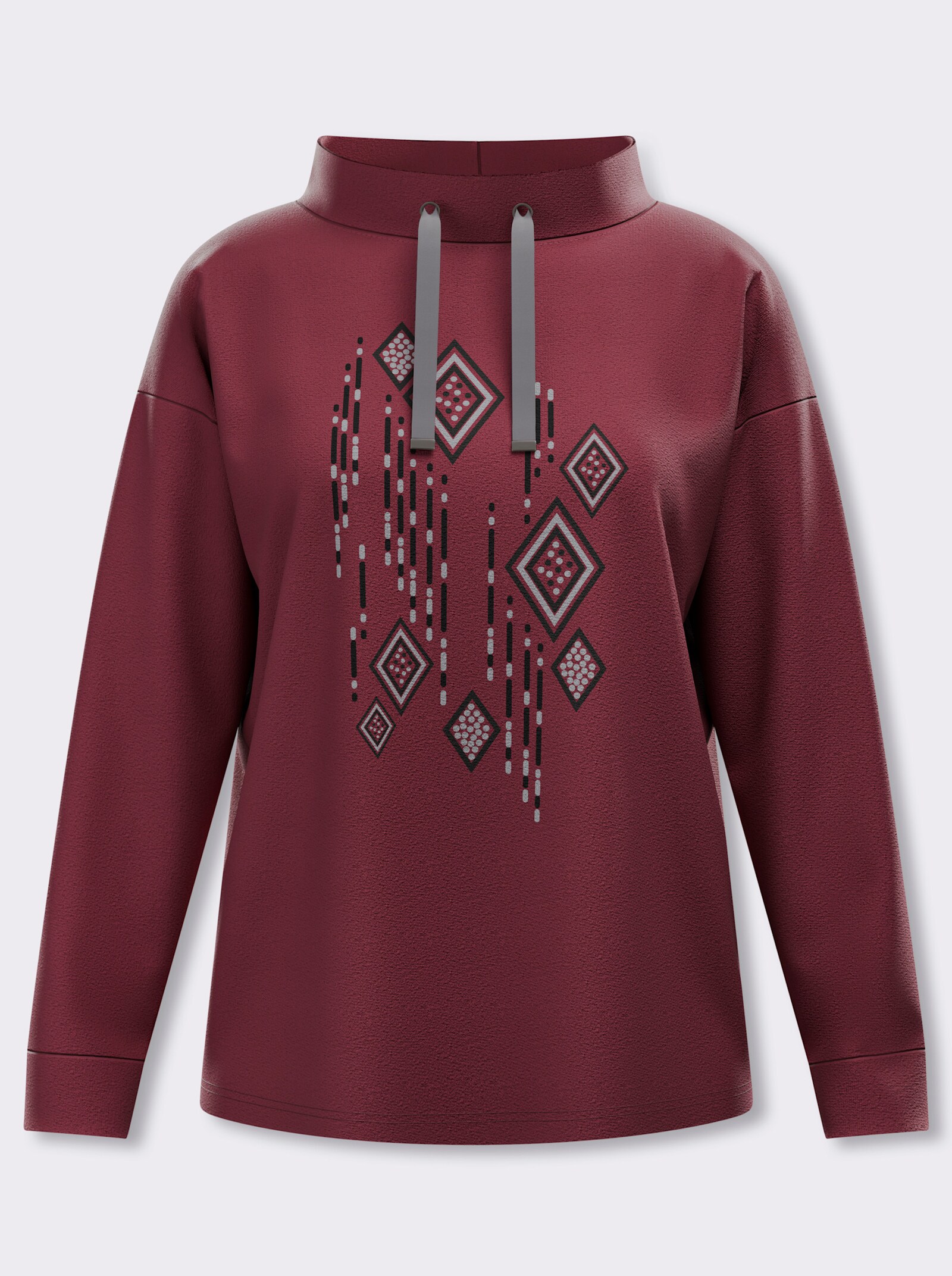  Stehkragenshirt in Interlock-Qualität - bordeaux-schwarz