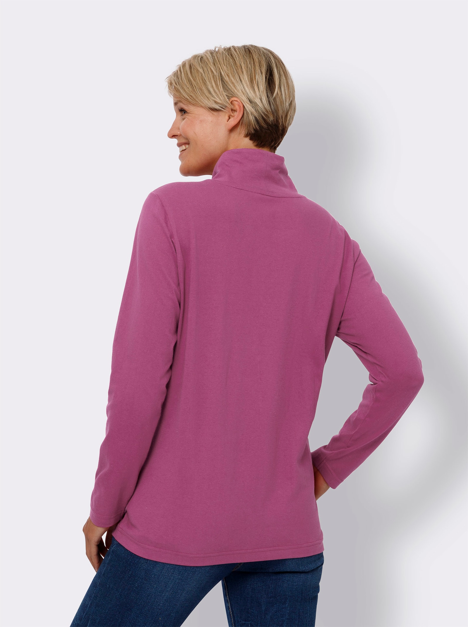 Shirt met opstaande kraag van puur katoen - heide