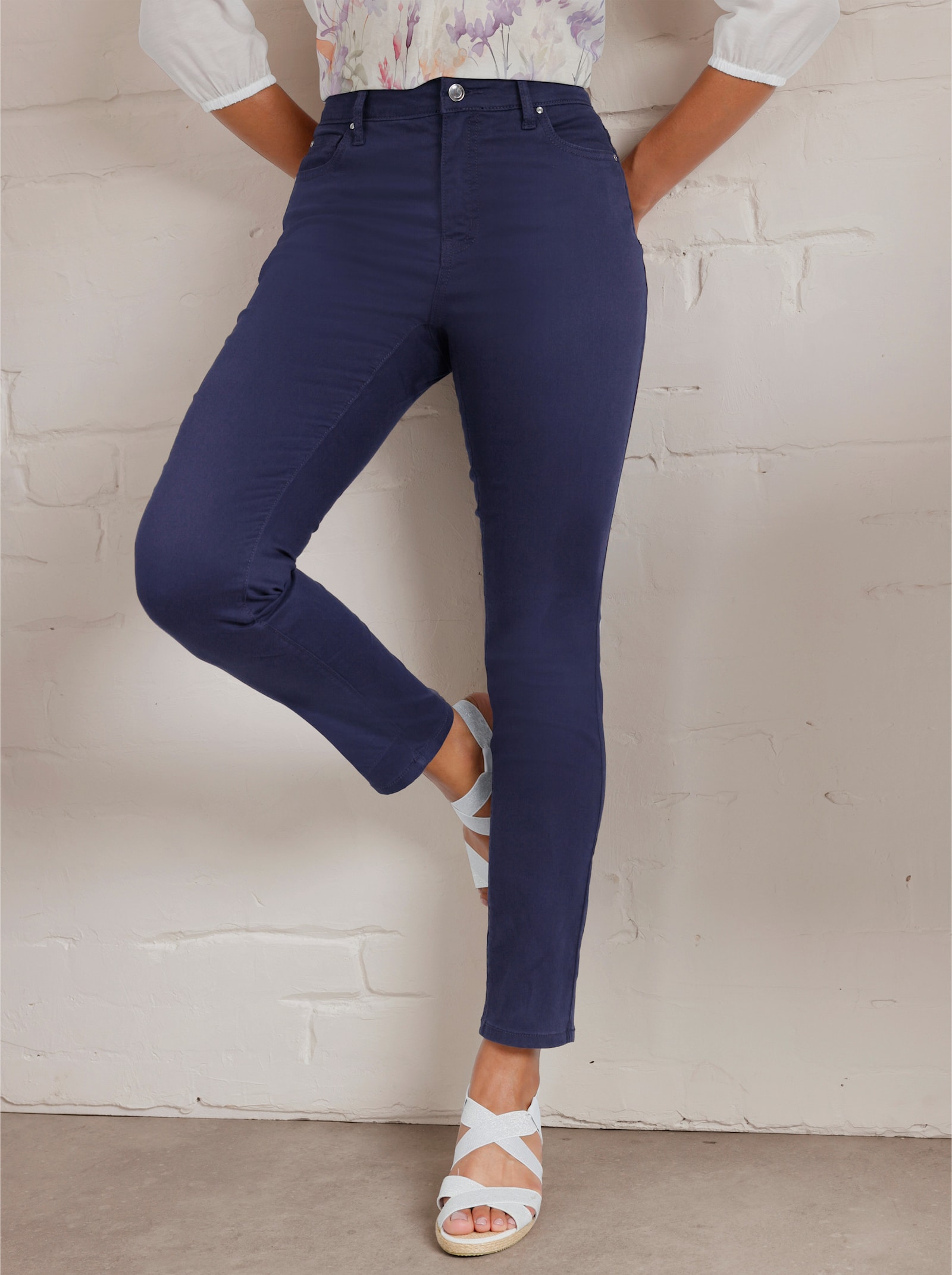 CREATION L PREMIUM 5-Pocket-Jeans in weichem Materialmix mit Lyocell - marine