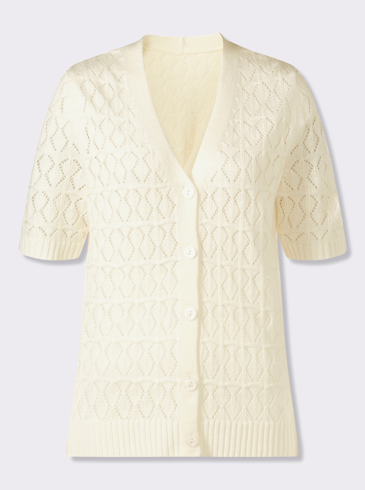 Ajourstrickjacke zum Knöpfen - ecru
