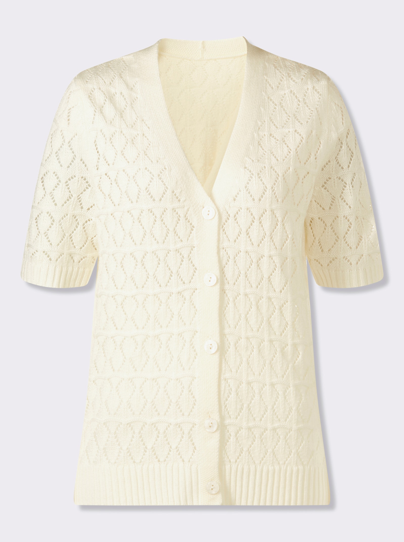 Ajourstrickjacke zum Knöpfen - ecru