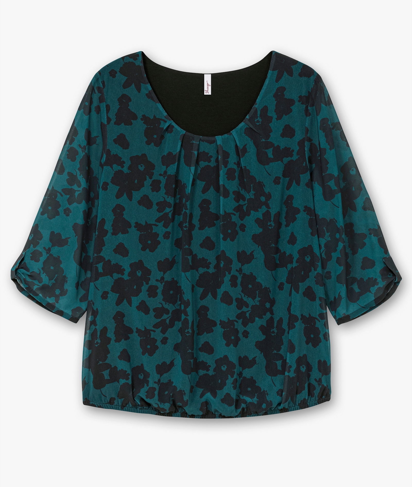 sheego Tunika in Chiffon-Qualität, gefüttert - tiefgrün-gemustert