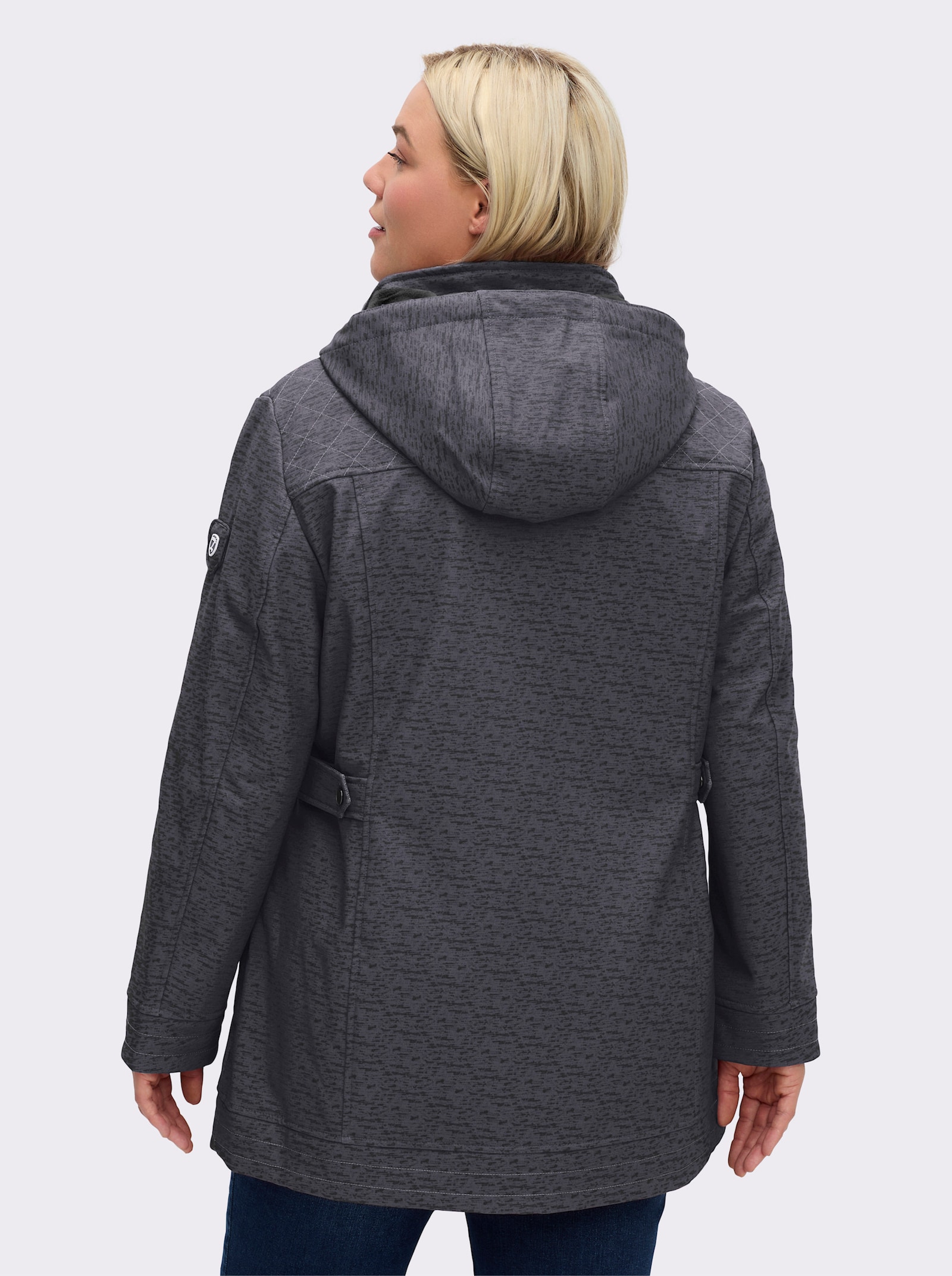 Softshelljacke gefüttert, wasserabweisend - dunkelgrau-meliert