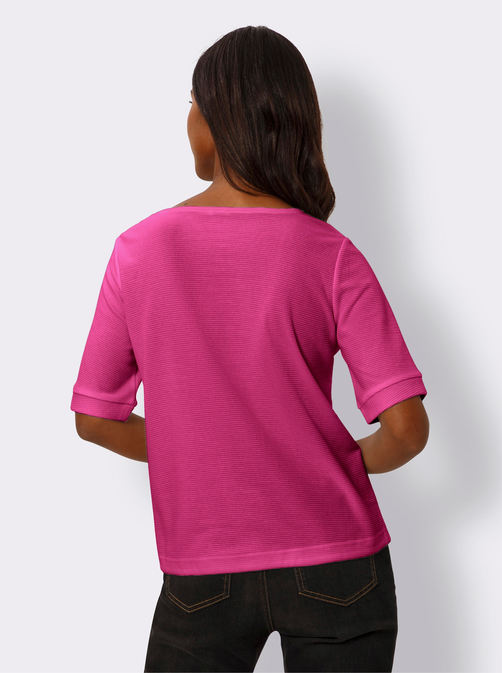 heine Kurzarmshirt aus Strukturware - fuchsia
