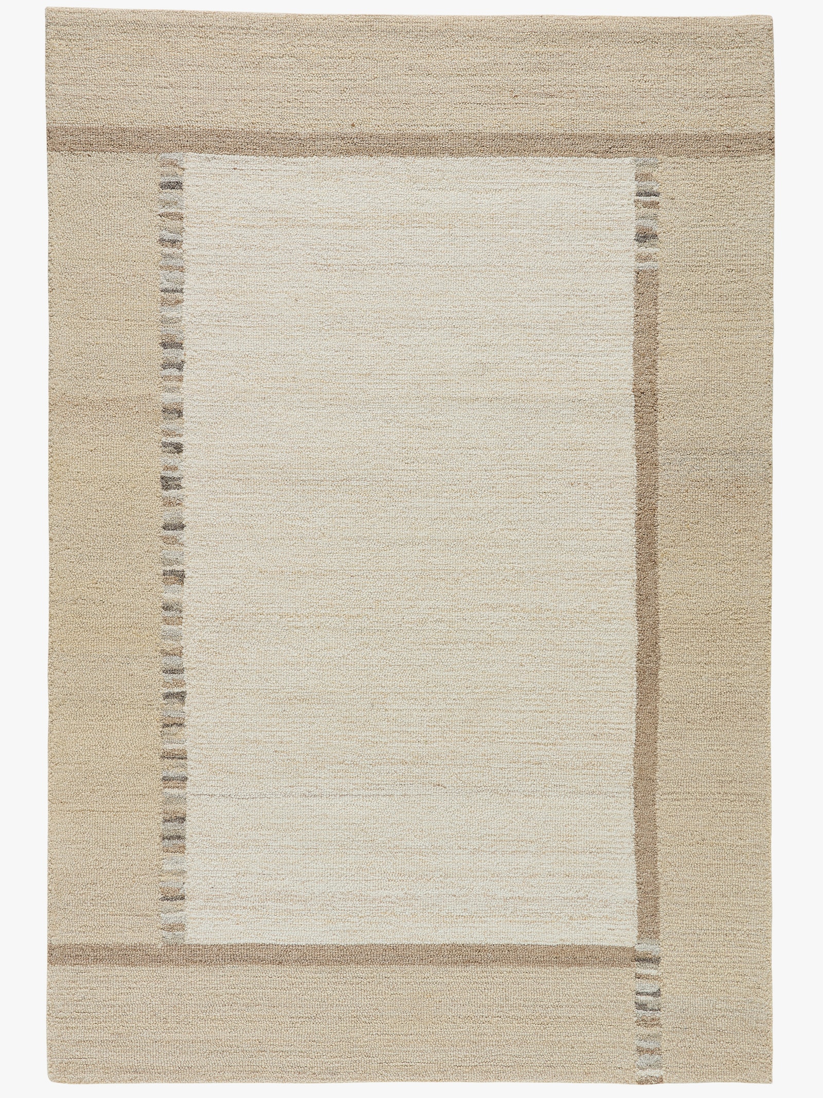Teppich aus Schurwolle, handgewebt - elfenbein-camel