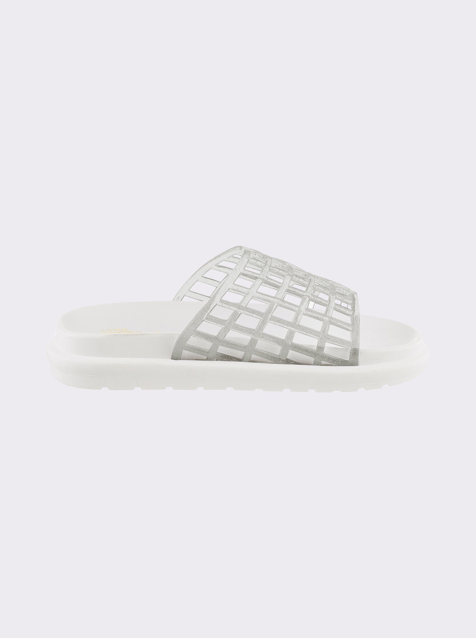 Badepantolette mit Gitter-Muster - weiß
