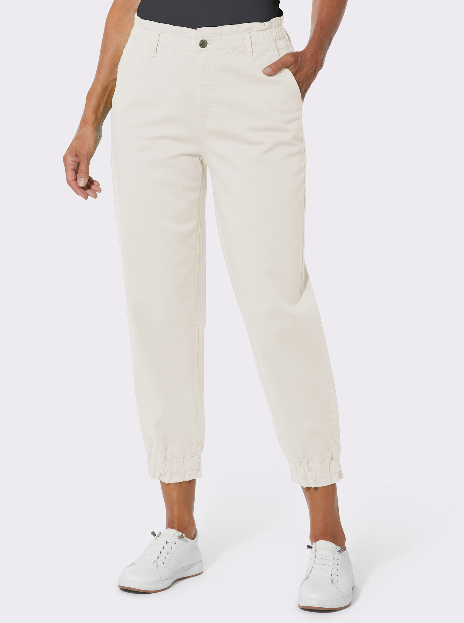 7/8-Jeans mit Elastik-Bund - ecru