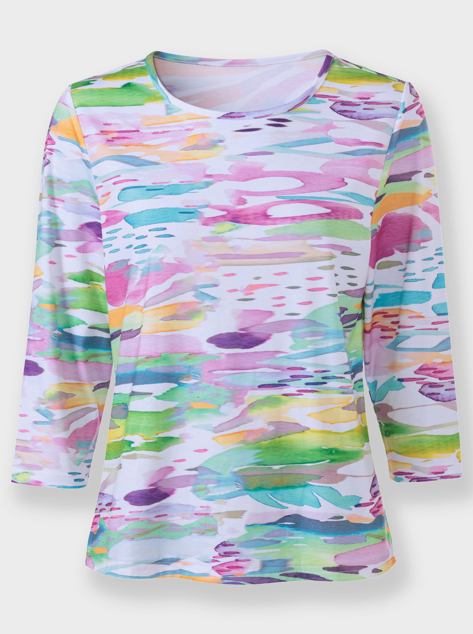 Print-Shirt mit 3/4-Ärmel - weiß-bedruckt