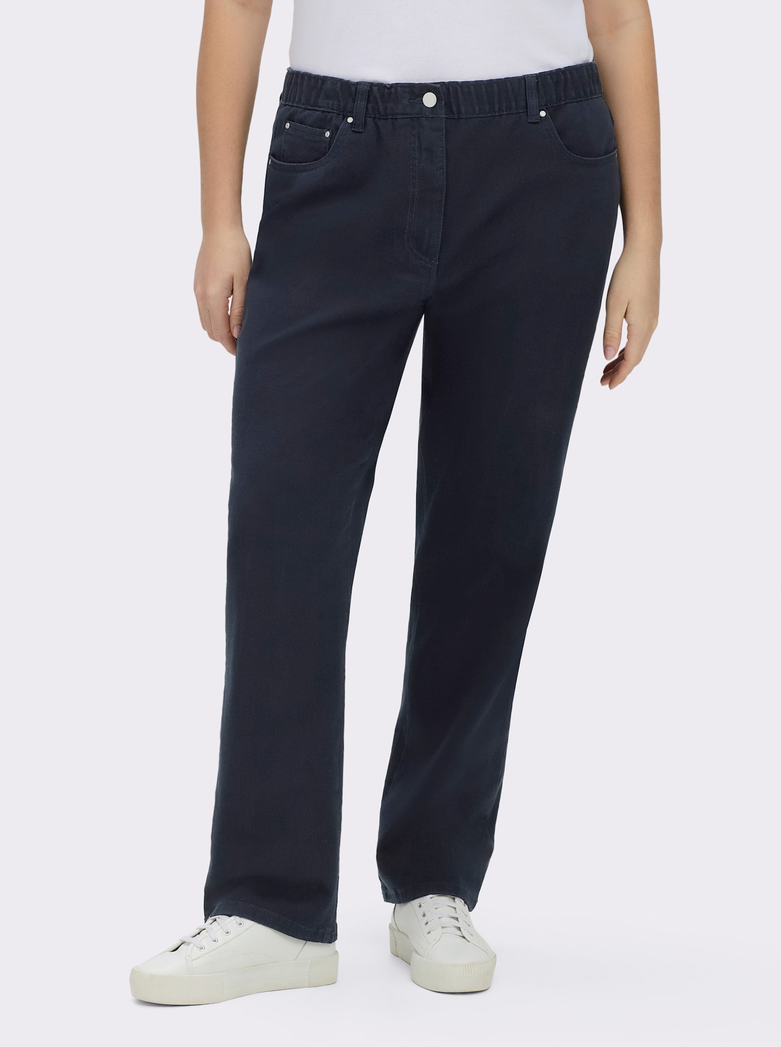 5-Pocket-Jeans mit innenliegendem Dehnbund - marine