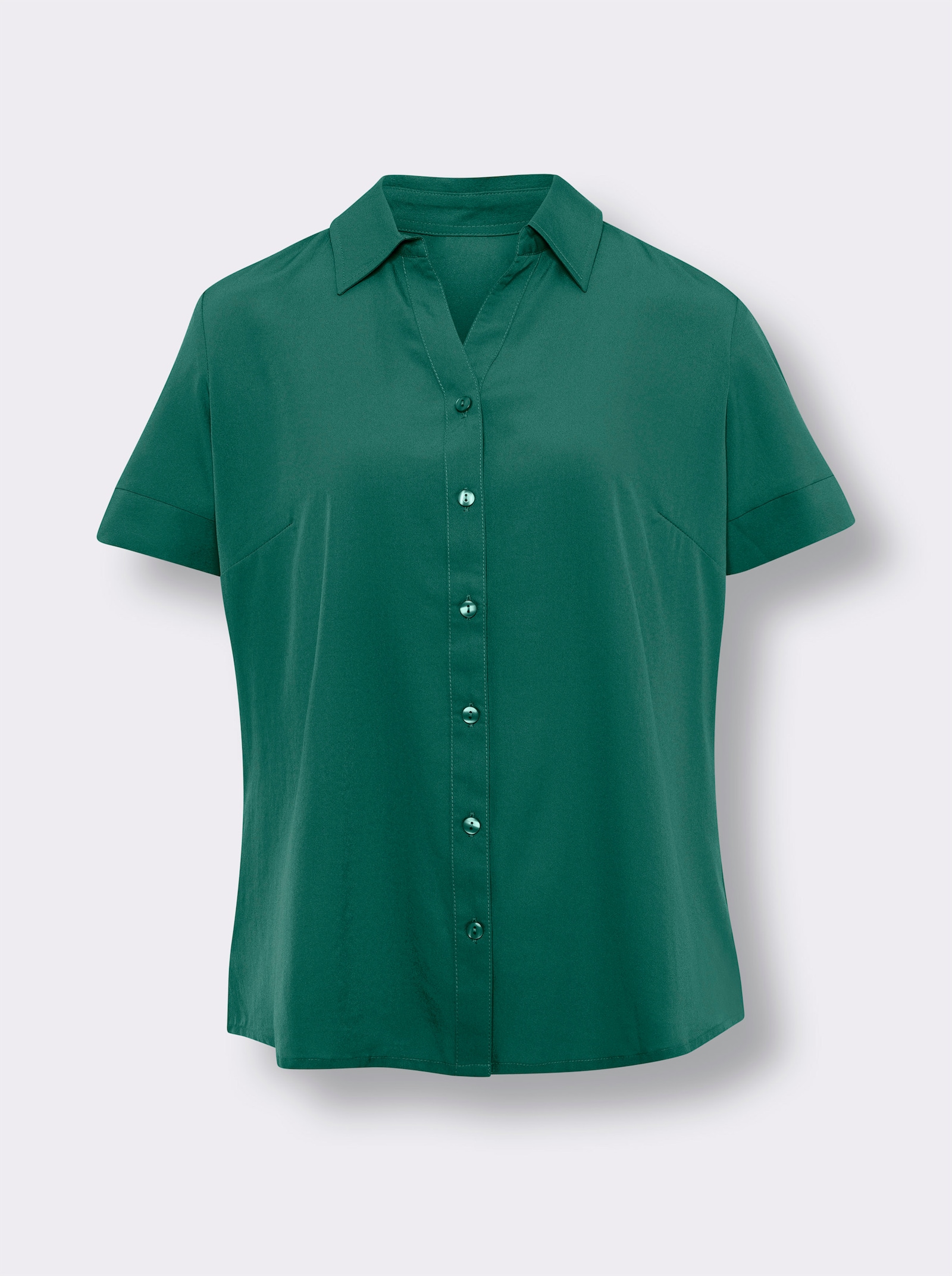 Overhemdblouse met afgeronde zoom - groen