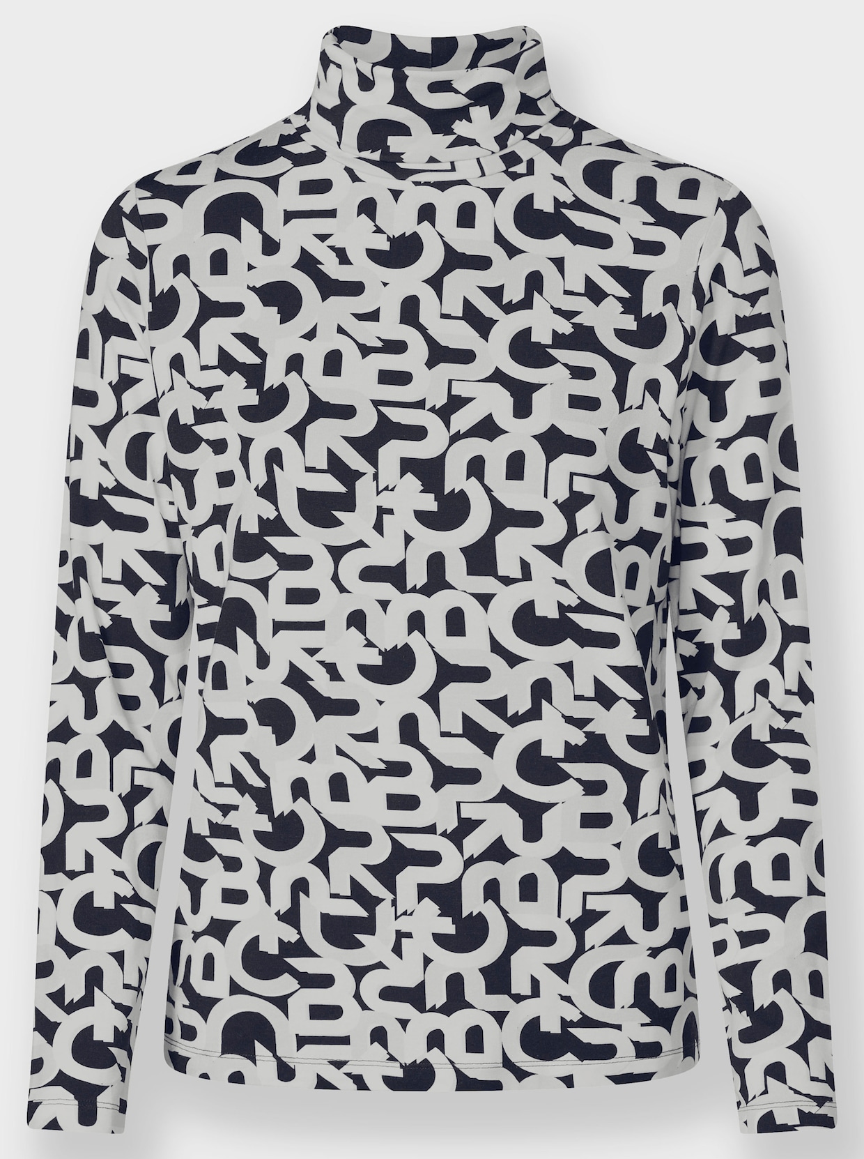 heine Shirt met rolkraag - marine/ecru geprint