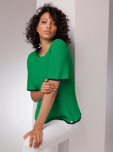 CREATION L PREMIUM Kurzarmpullover - grasgrün