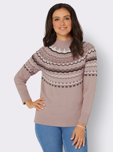 Pullover - mauve-dunkeltaupe-gemustert