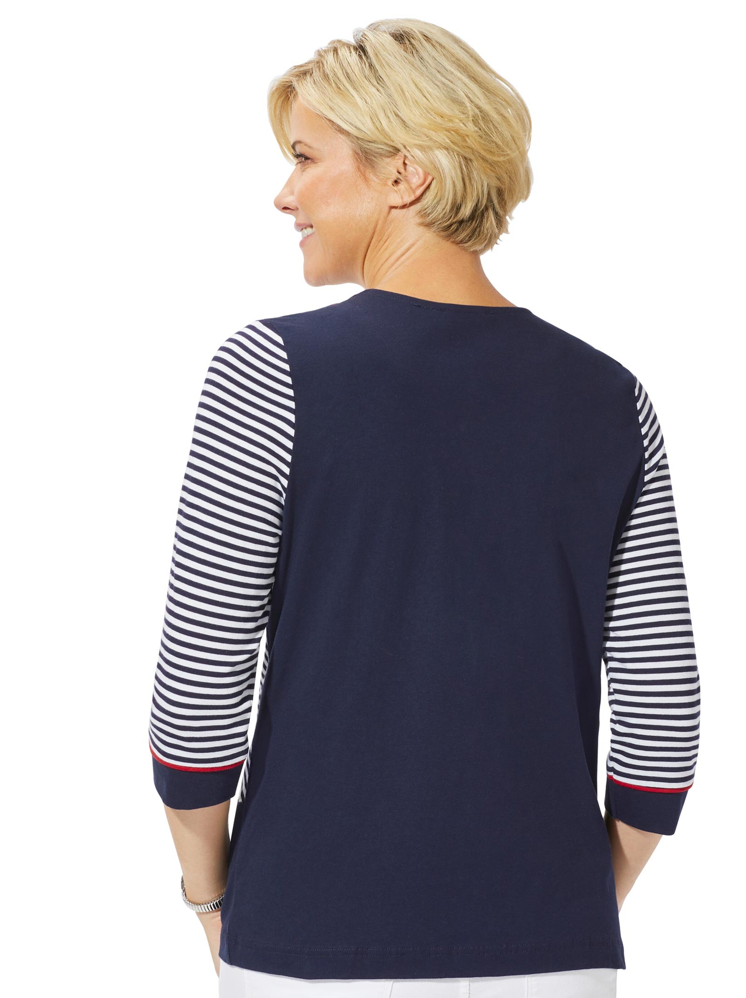 Collection L Shirtjacke - marine-geringelt
