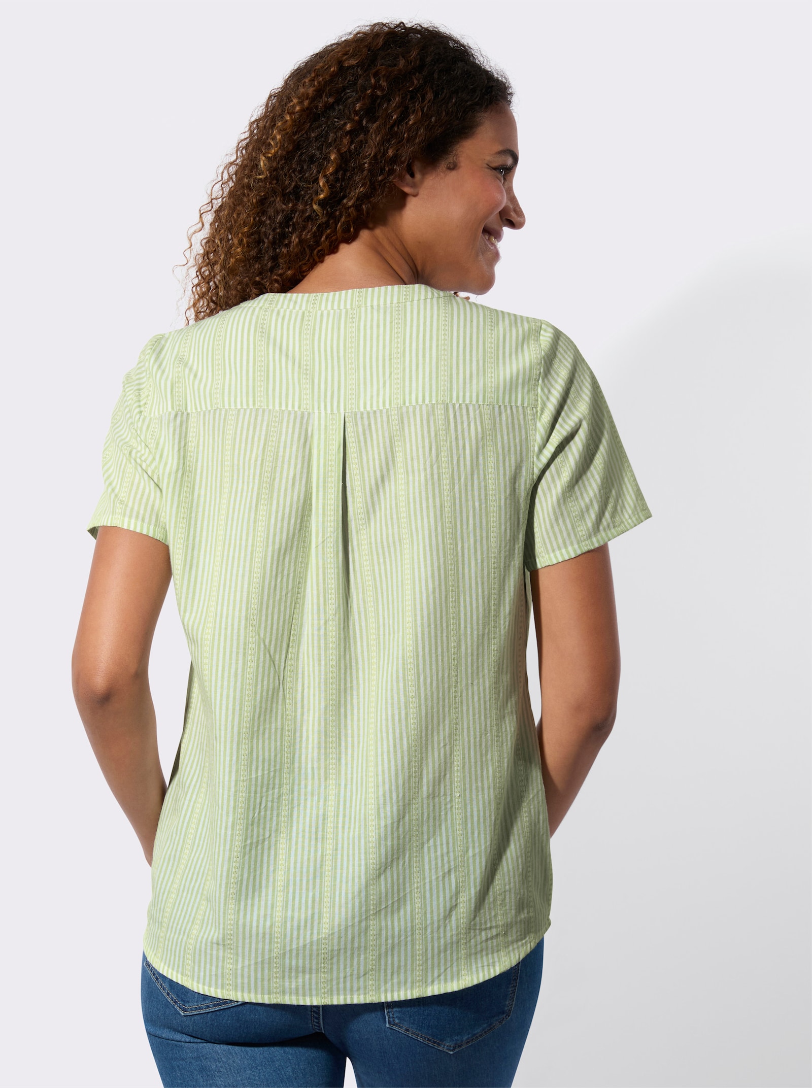 Gestreifte Bluse in Schlupfform - pistazie-gestreift