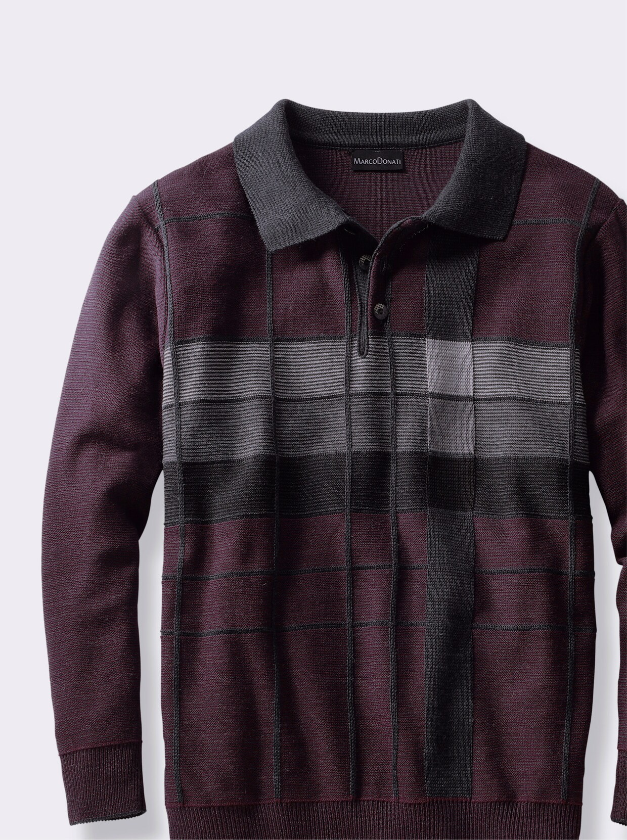 Marco Donati Strickpullover - dunkelrot-grau