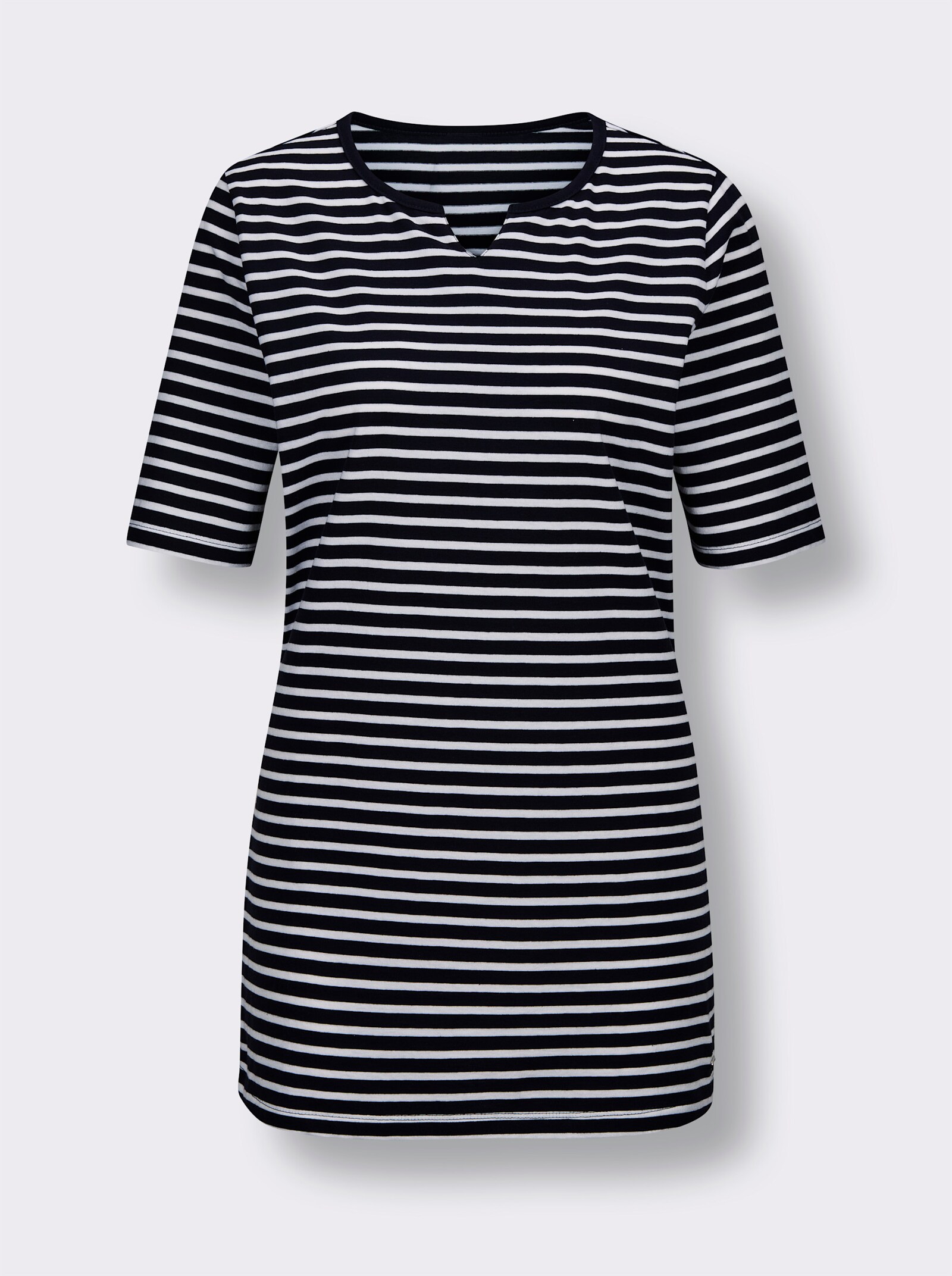 feel good Rundhalsshirt mit Halbarm - marine-weiß