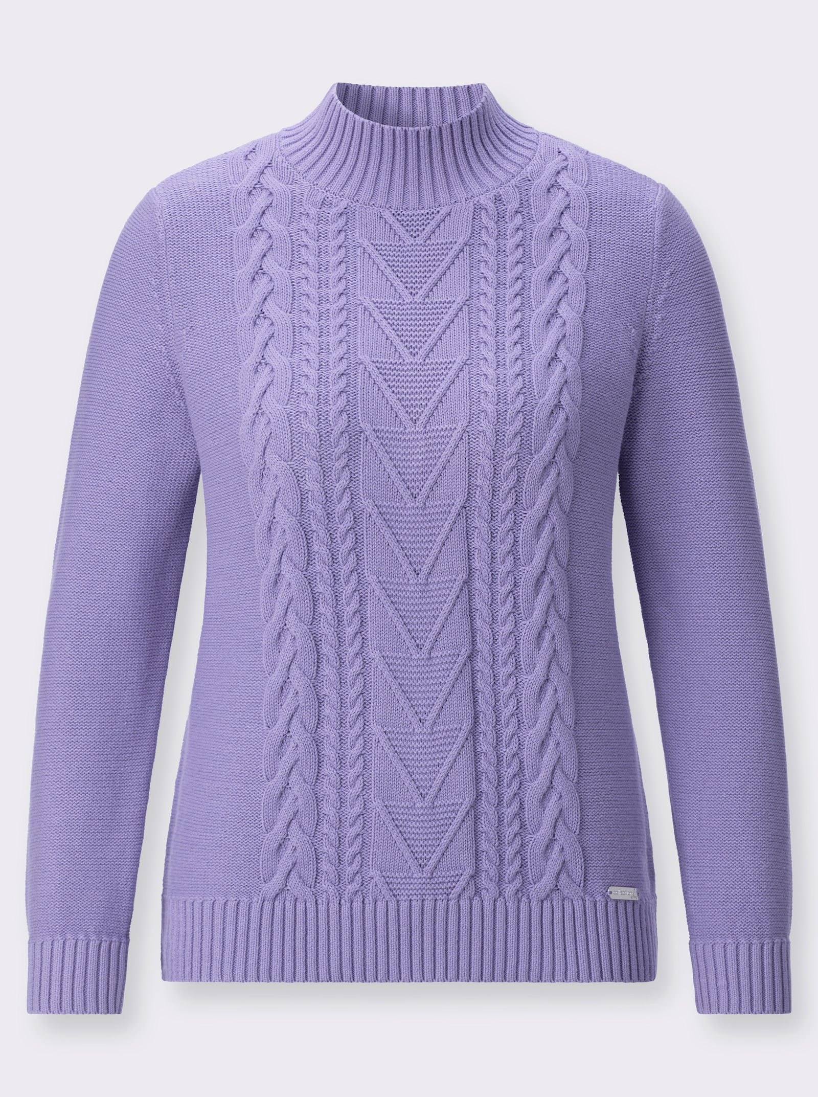 Stehkragenpullover mit gerippten Abschlüssen - lavendel