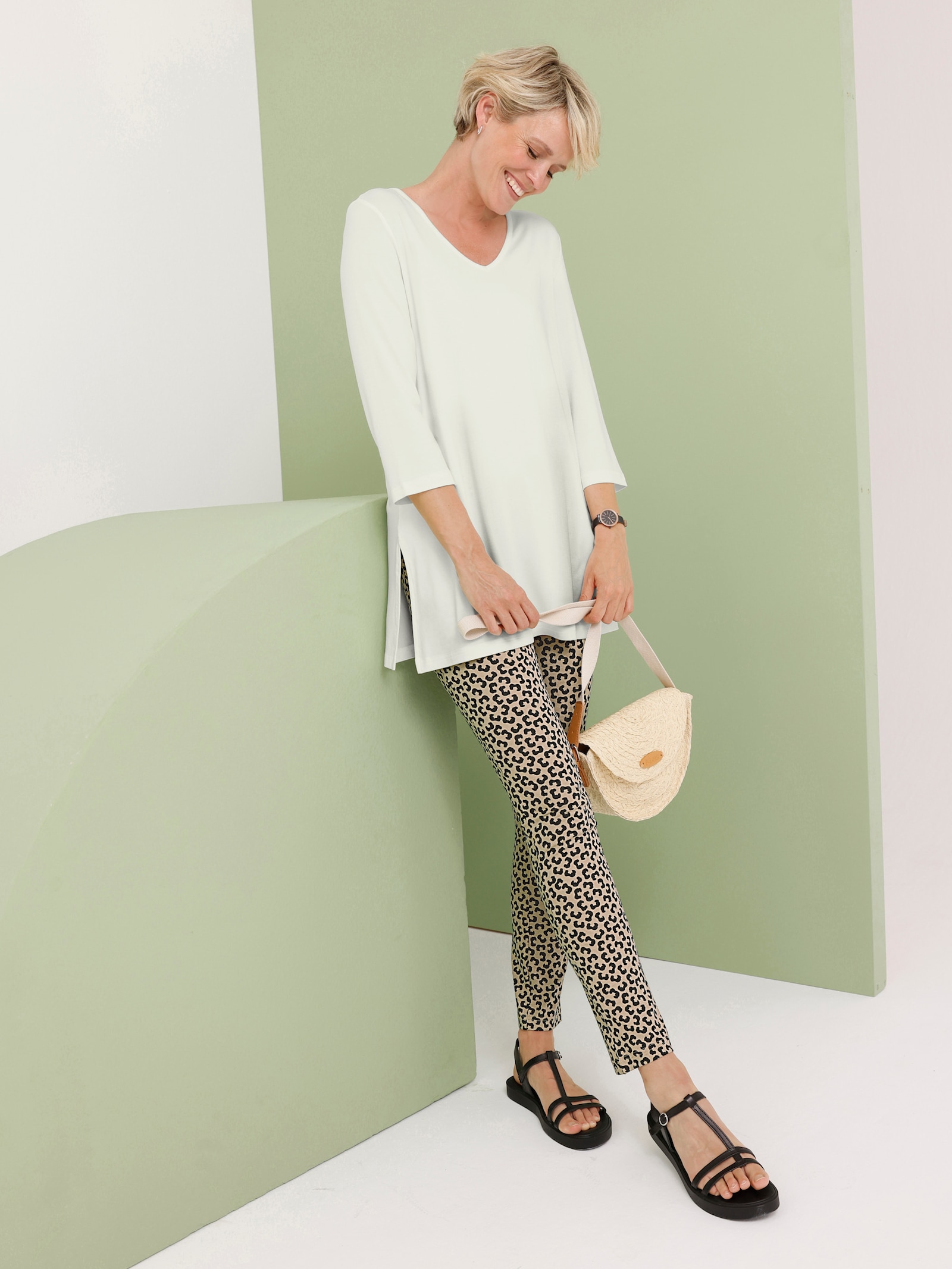 Leggings in verschiedenen Animal-Dessins - beige-schwarz-bedruckt