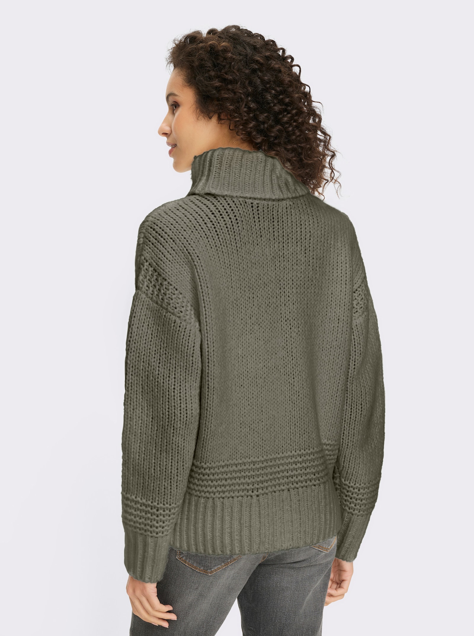 heine Rollkragenpullover mit Strukturstrick - khaki
