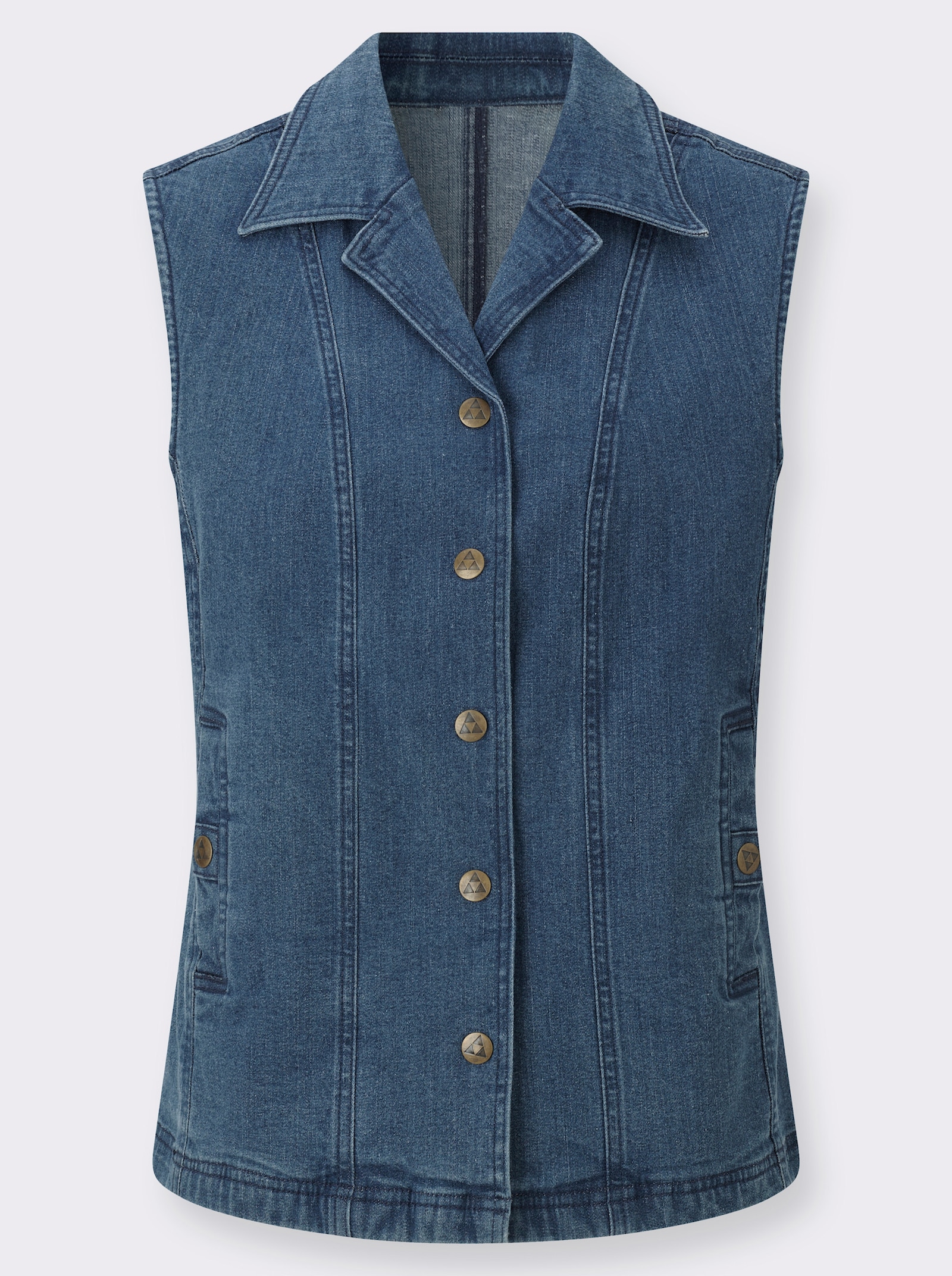 Jeansweste mit Reverskragen - blue-stone-washed