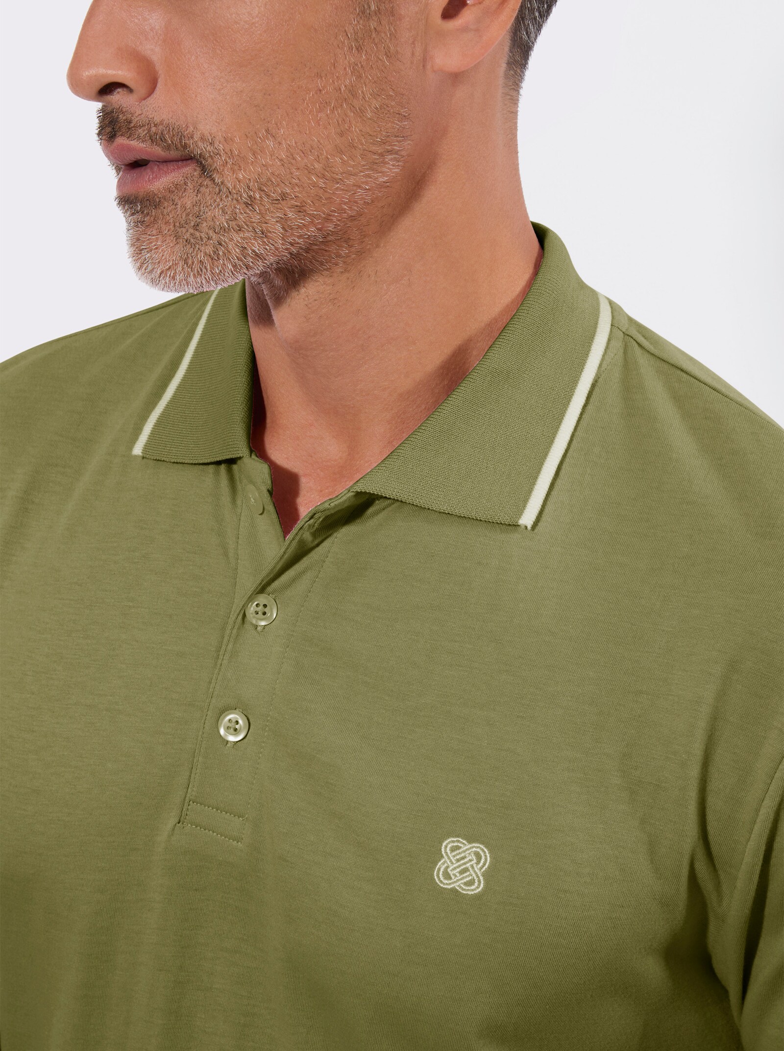 Poloshirt mit Kontrast-Details - oliv