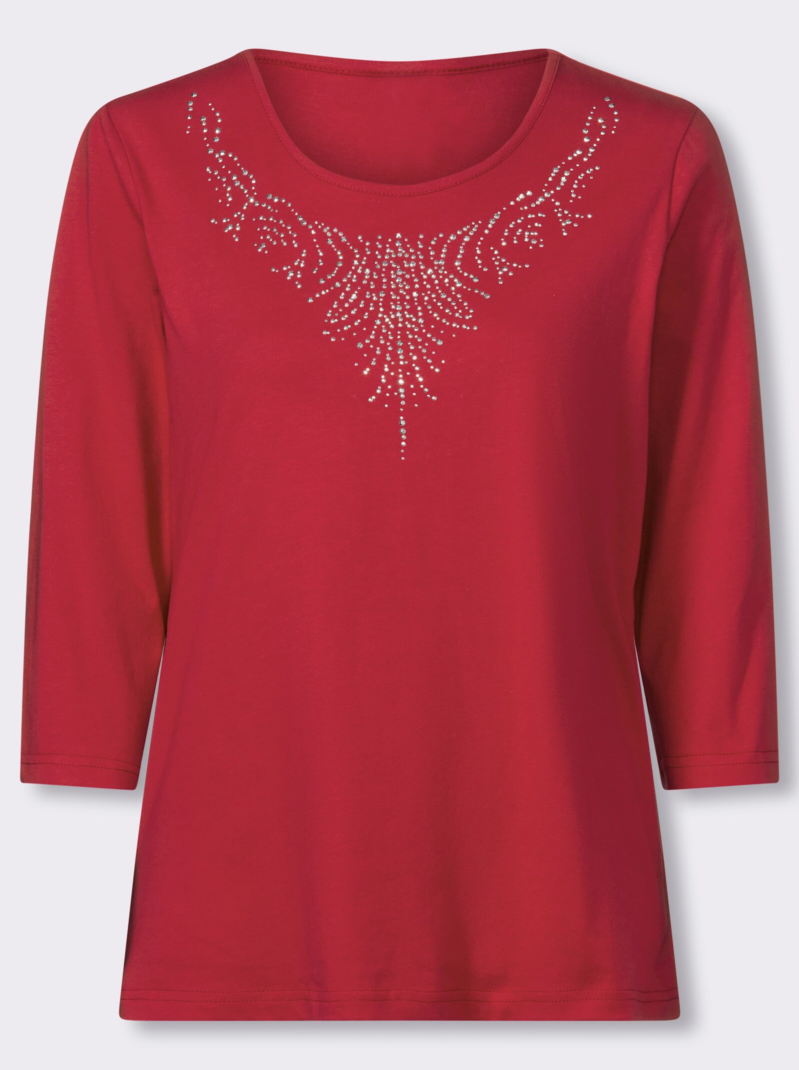 3/4-Arm-Shirt mit Glitzersteinchen - erdbeere