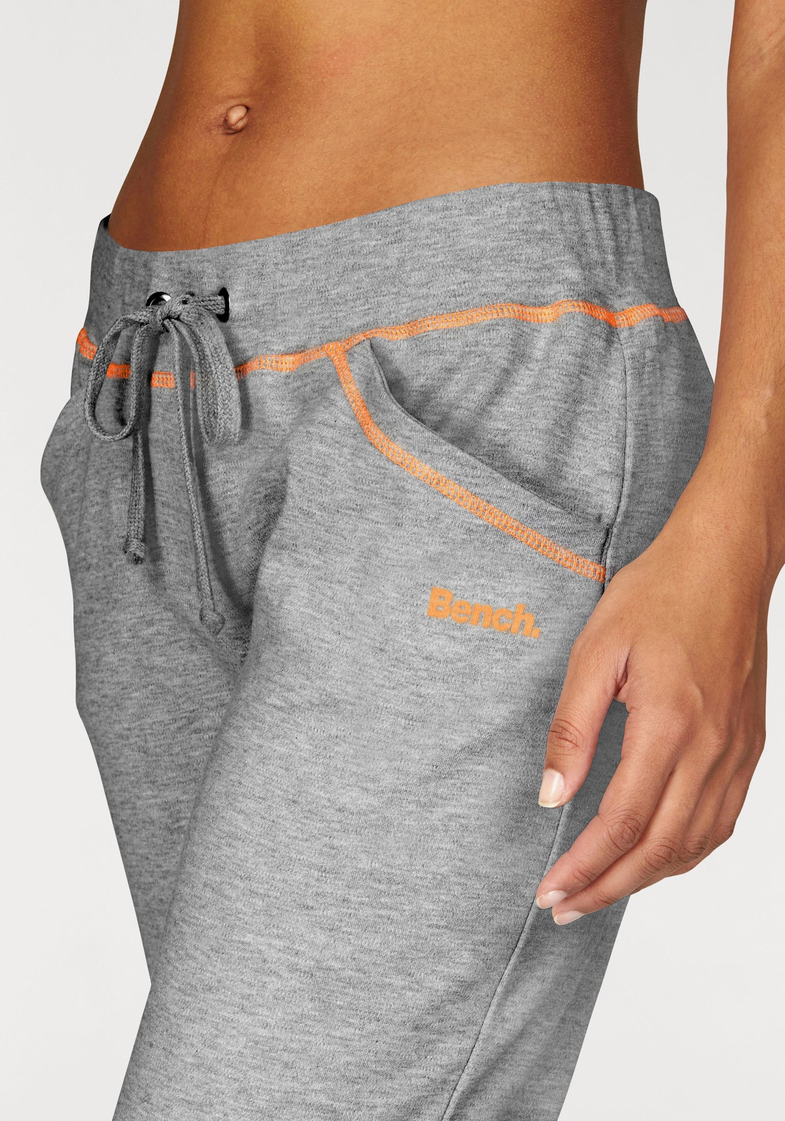 Bench. Loungewear Relaxbroek - lichtgrijs/oranje