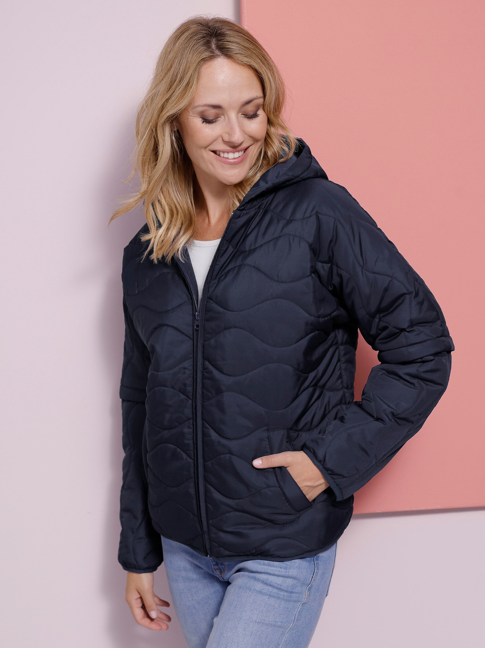 Steppjacke mit abnehmbaren Ärmeln - marine