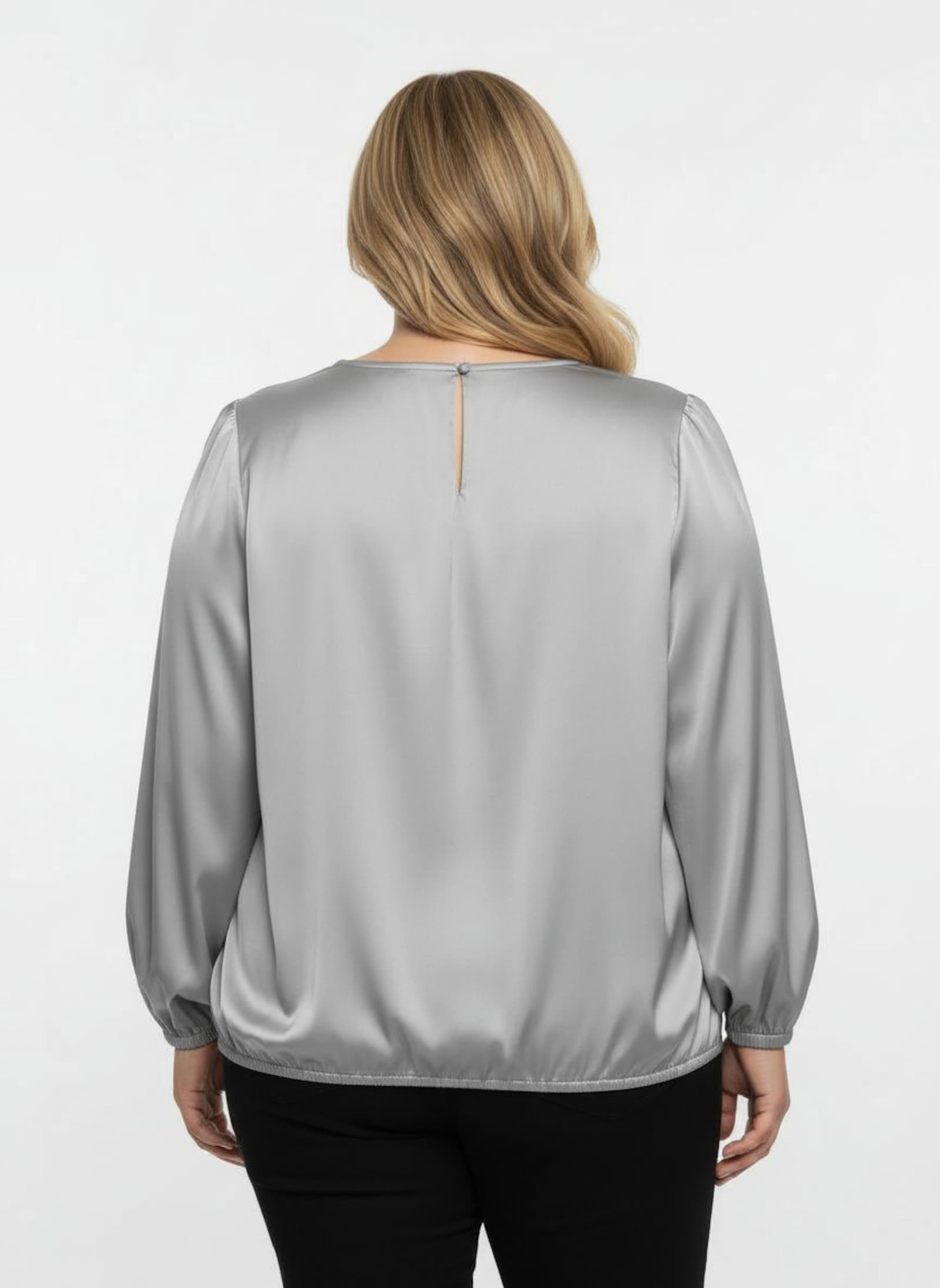 Satinbluse mit Raffungen - hellgrau