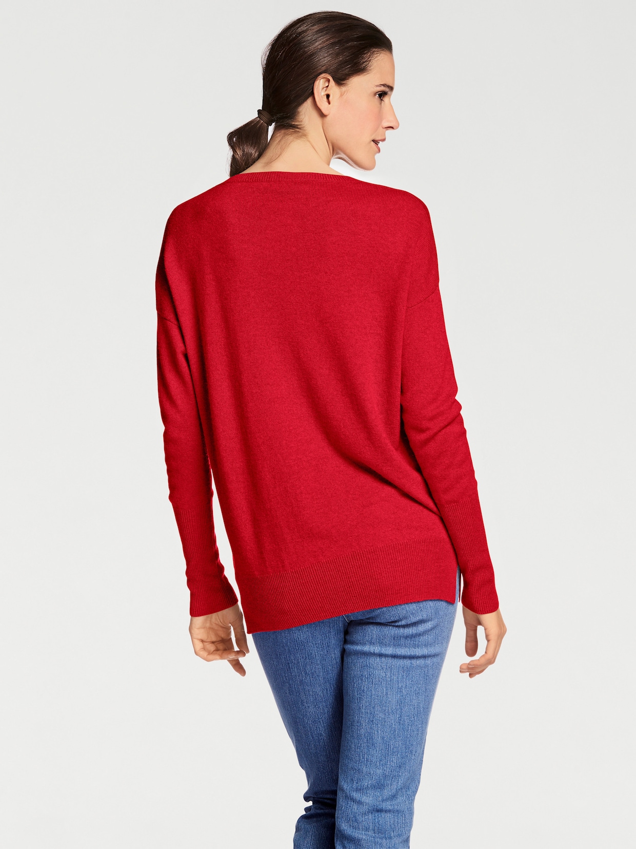 heine Pullover met V-hals - rood