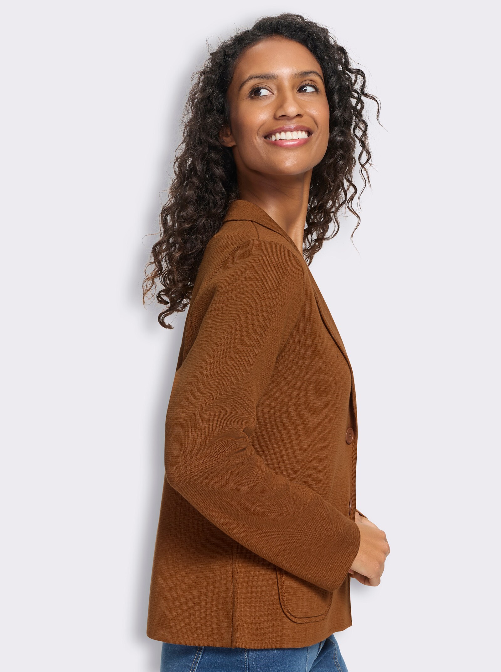 heine Strickblazer mit Taschen - cognac