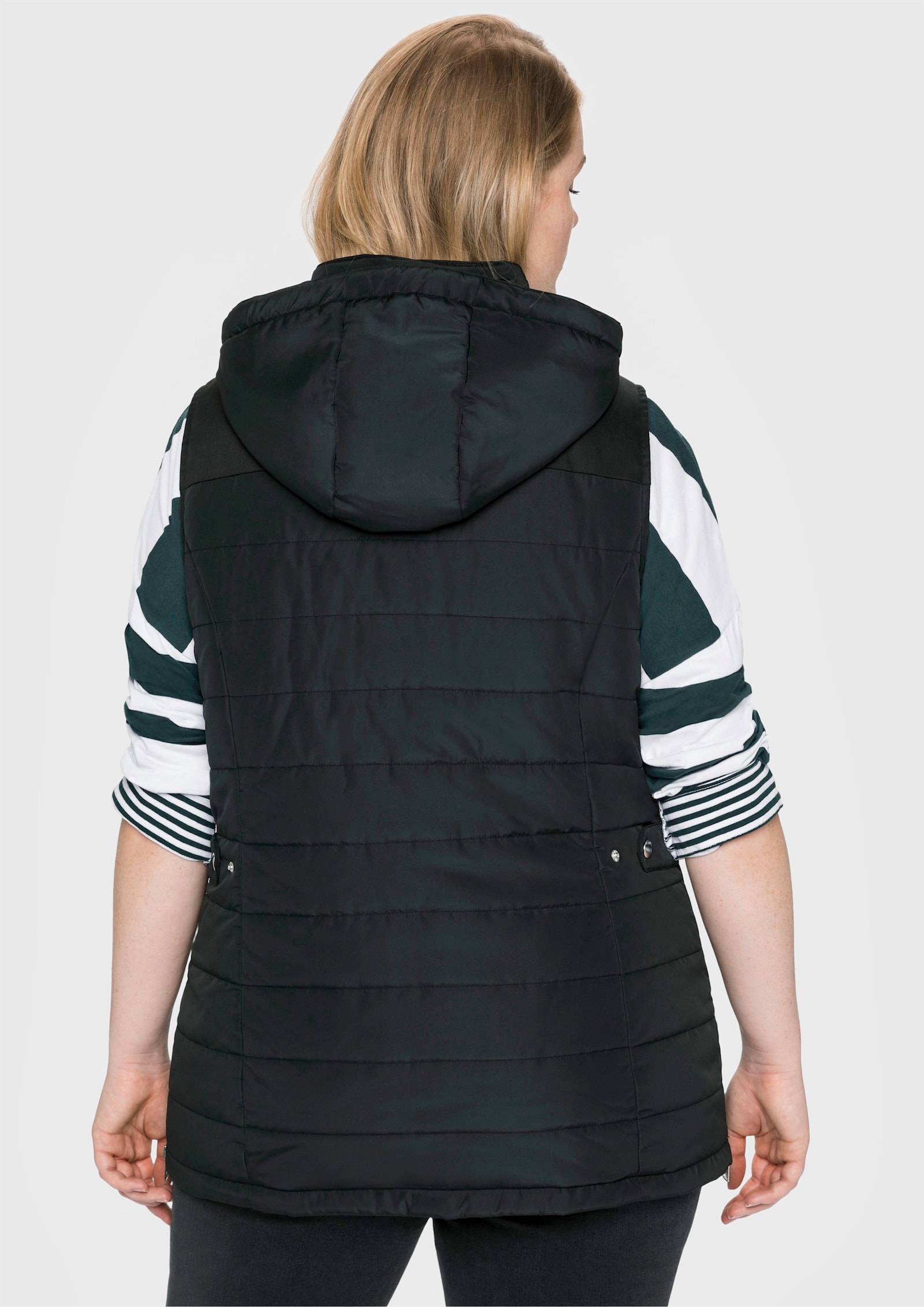 sheego Steppweste mit Kapuze - schwarz