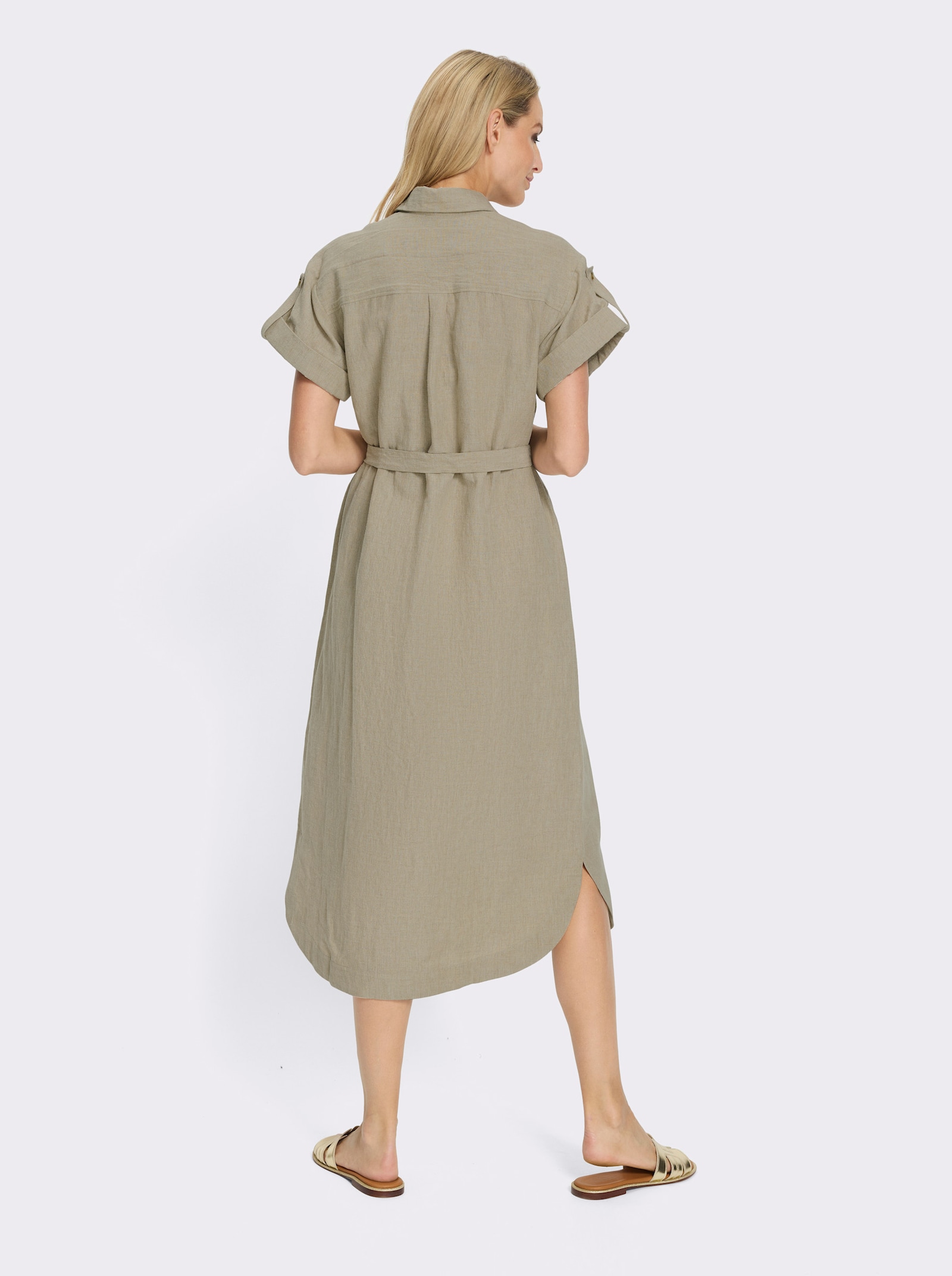 heine Sommerkleid in Leinen-Baumwoll-Mix - sand-meliert