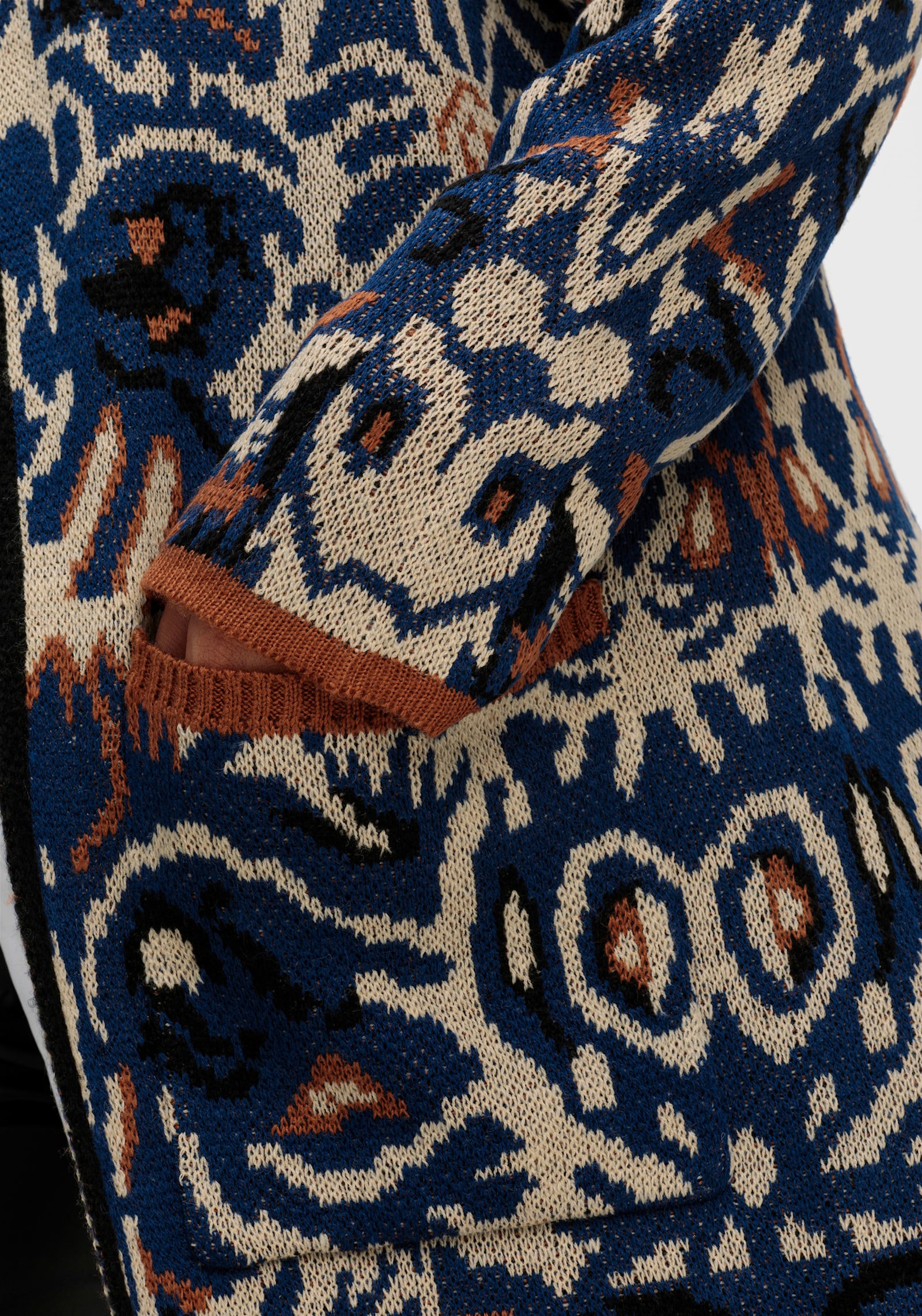 sheego by Joe Browns Gebreide mantel met jacquardpatroon - nachtblauw gedessineerd