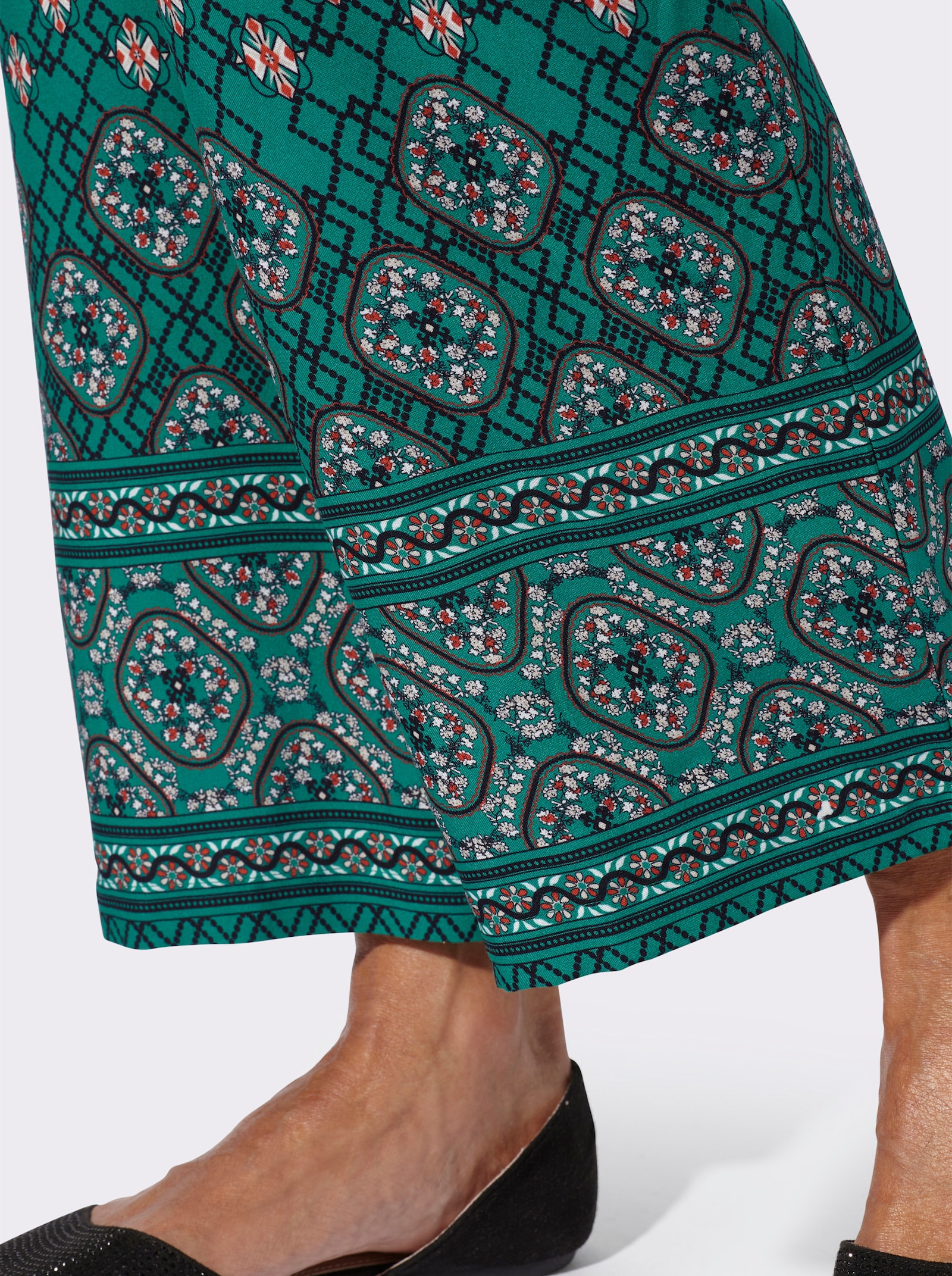 Comfortbroek met etnodessin - groen geprint