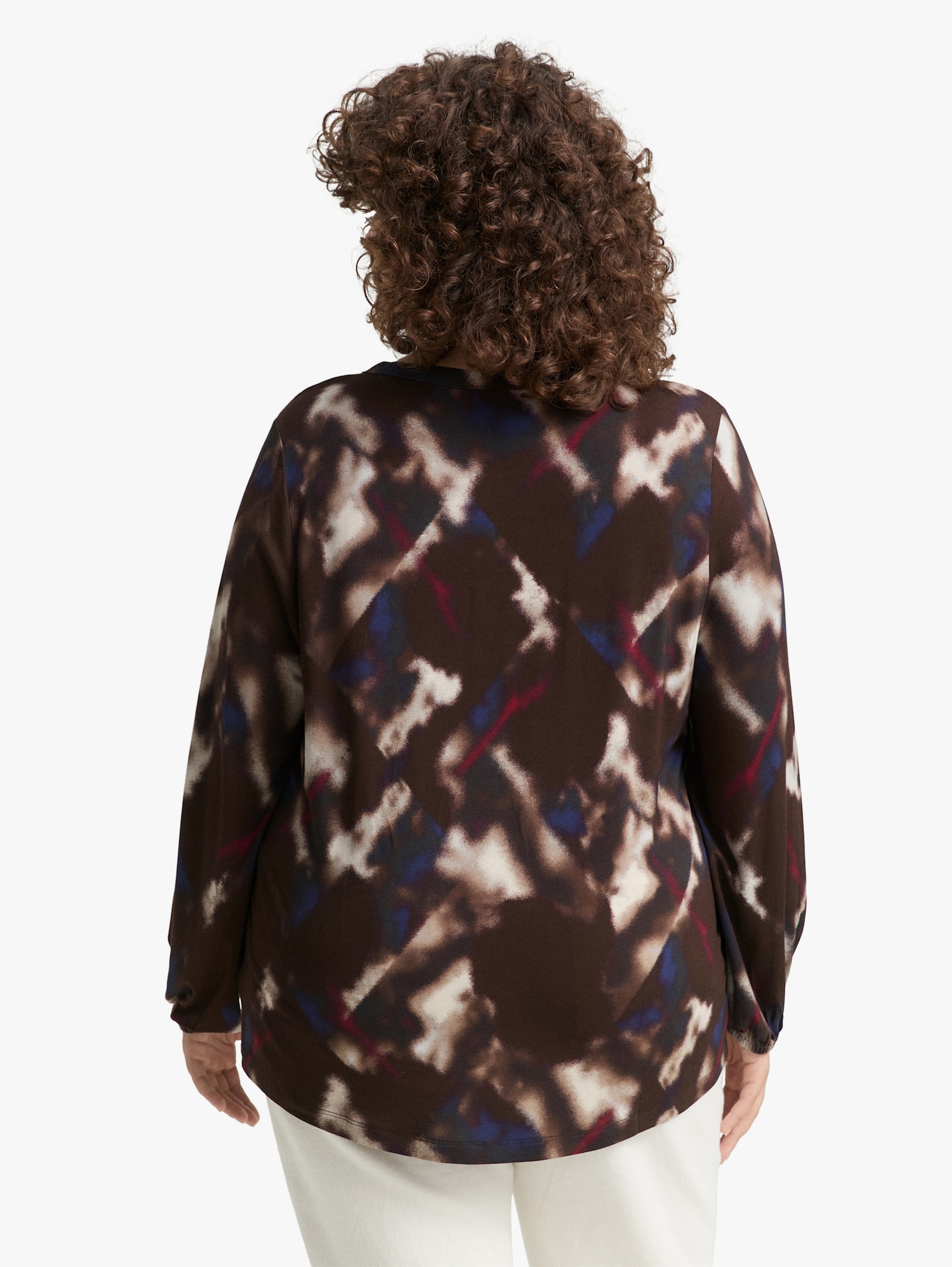 Langarmshirt - brown blurry argyle