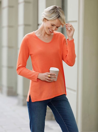 V-Ausschnitt-Pullover - orange