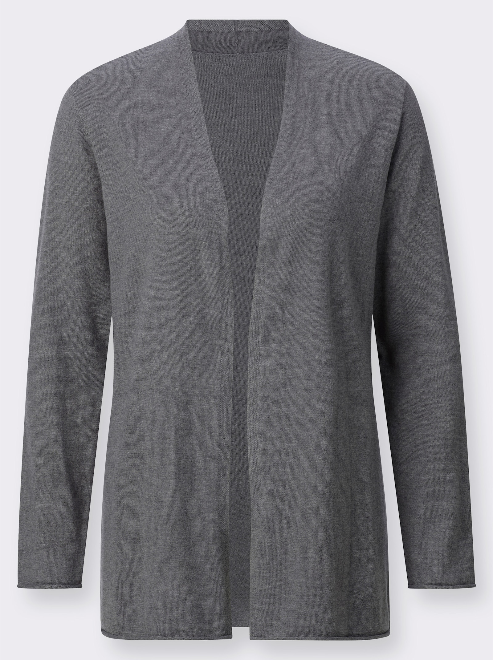 Strickjacke mit 5% Kaschmir - grau-meliert