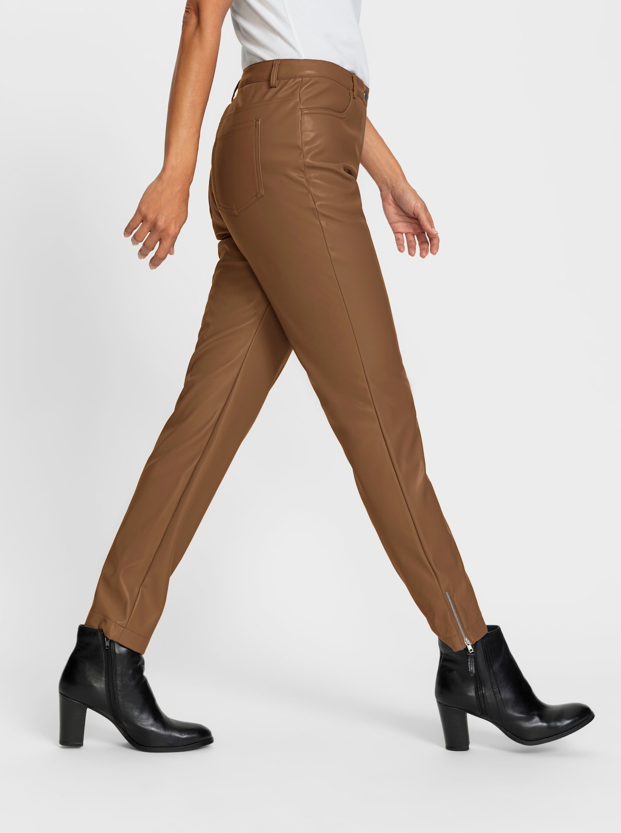 Pantalon en imitation cuir - marron